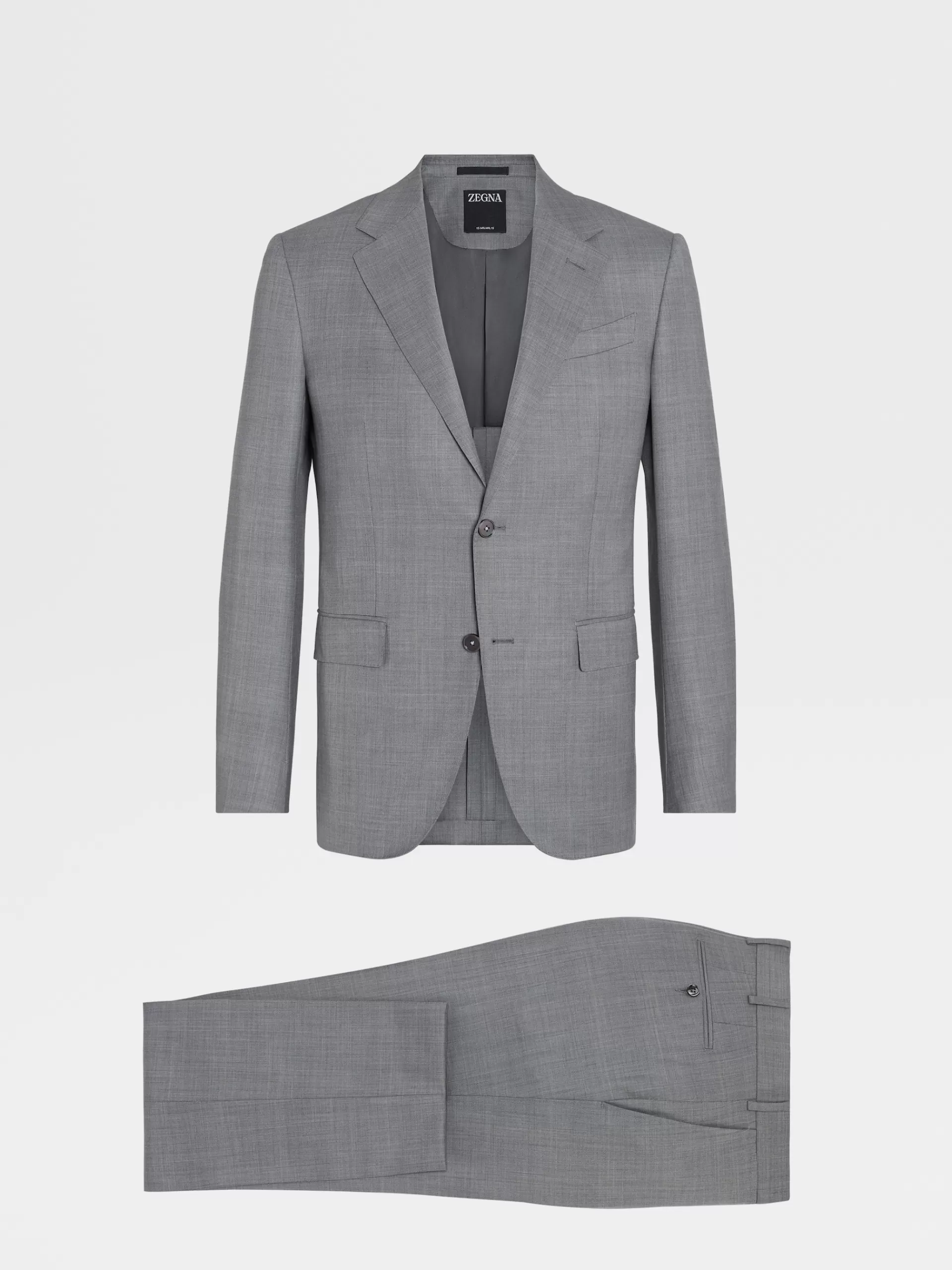ZEGNA Fatos^Fato Em La 15Milmil15 Xadrez Sobreposto Cinzento-Claro