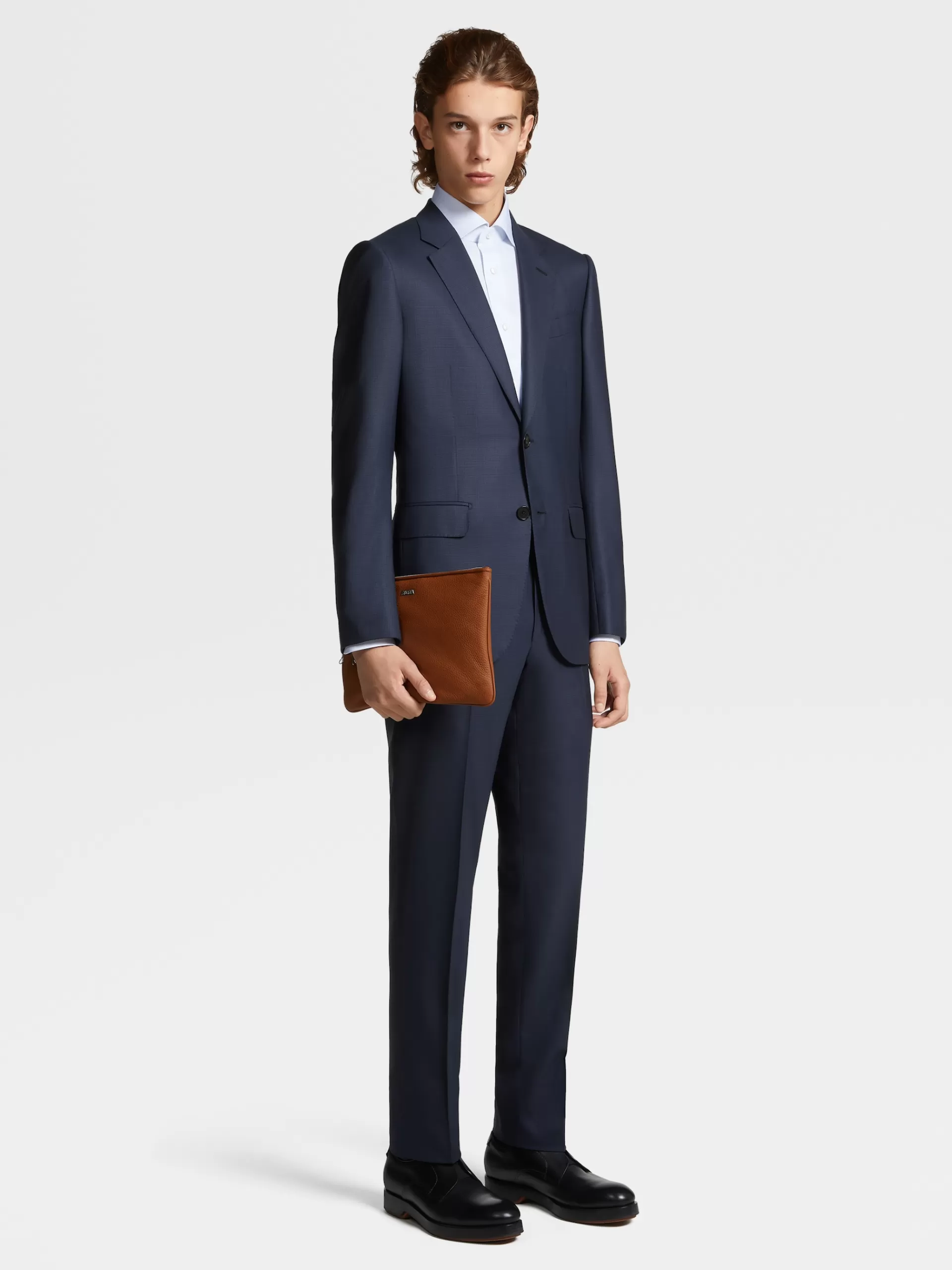 ZEGNA Fatos^Fato Em La Centoventimila Padrao Micro Xadrez Azul-Escuro