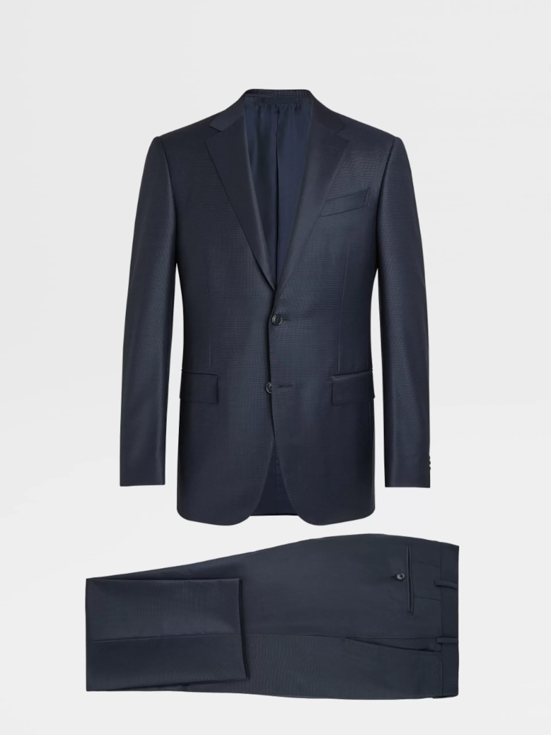 ZEGNA Fatos^Fato Em La Trofeo™ Azul-Escuro, Padrao Geometrico Pequeno, Drop 7 Azul-Marinho