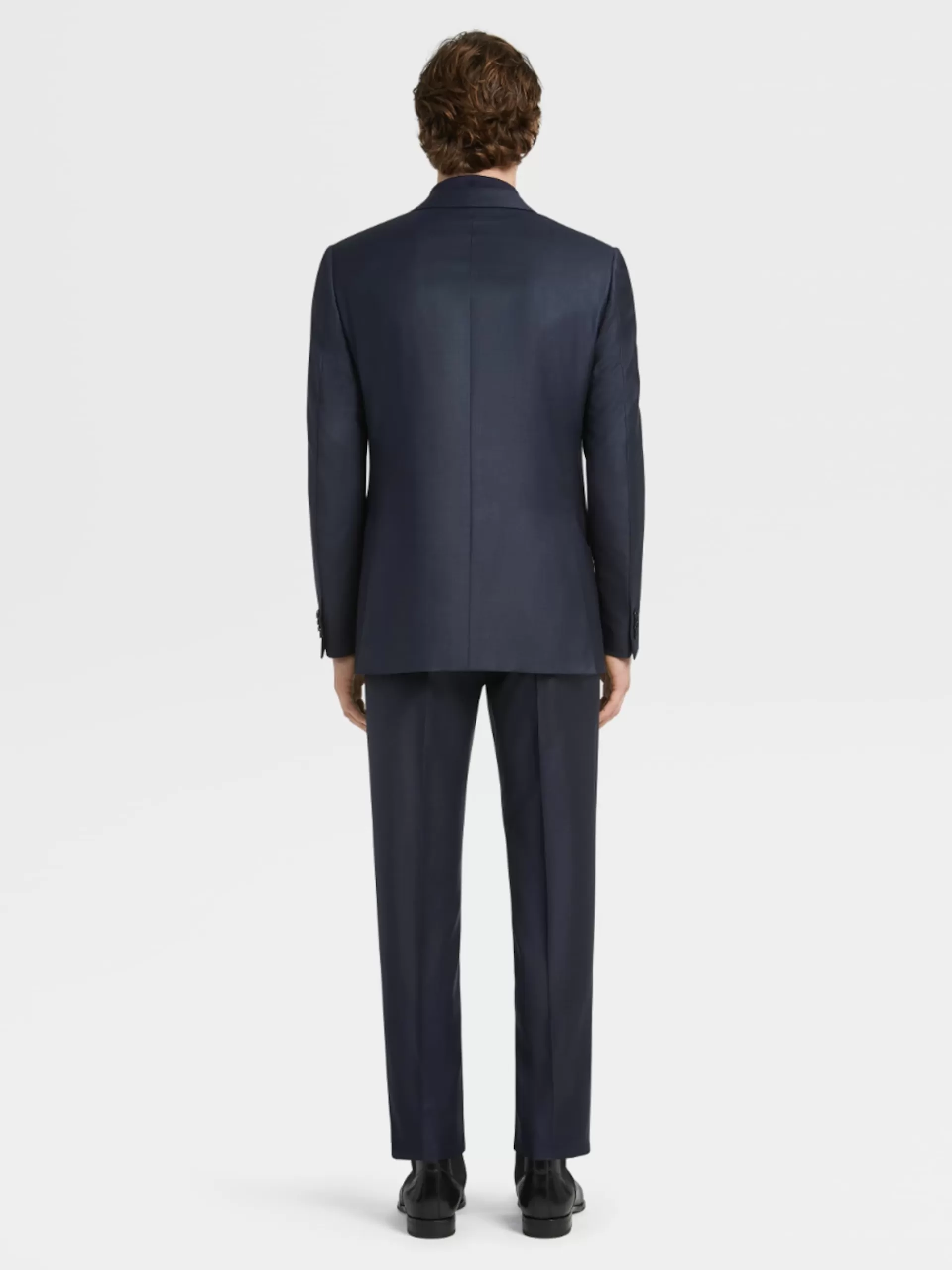 ZEGNA Fatos^Fato Em La Trofeo™ Azul-Escuro, Padrao Geometrico Pequeno, Drop 7 Azul-Marinho