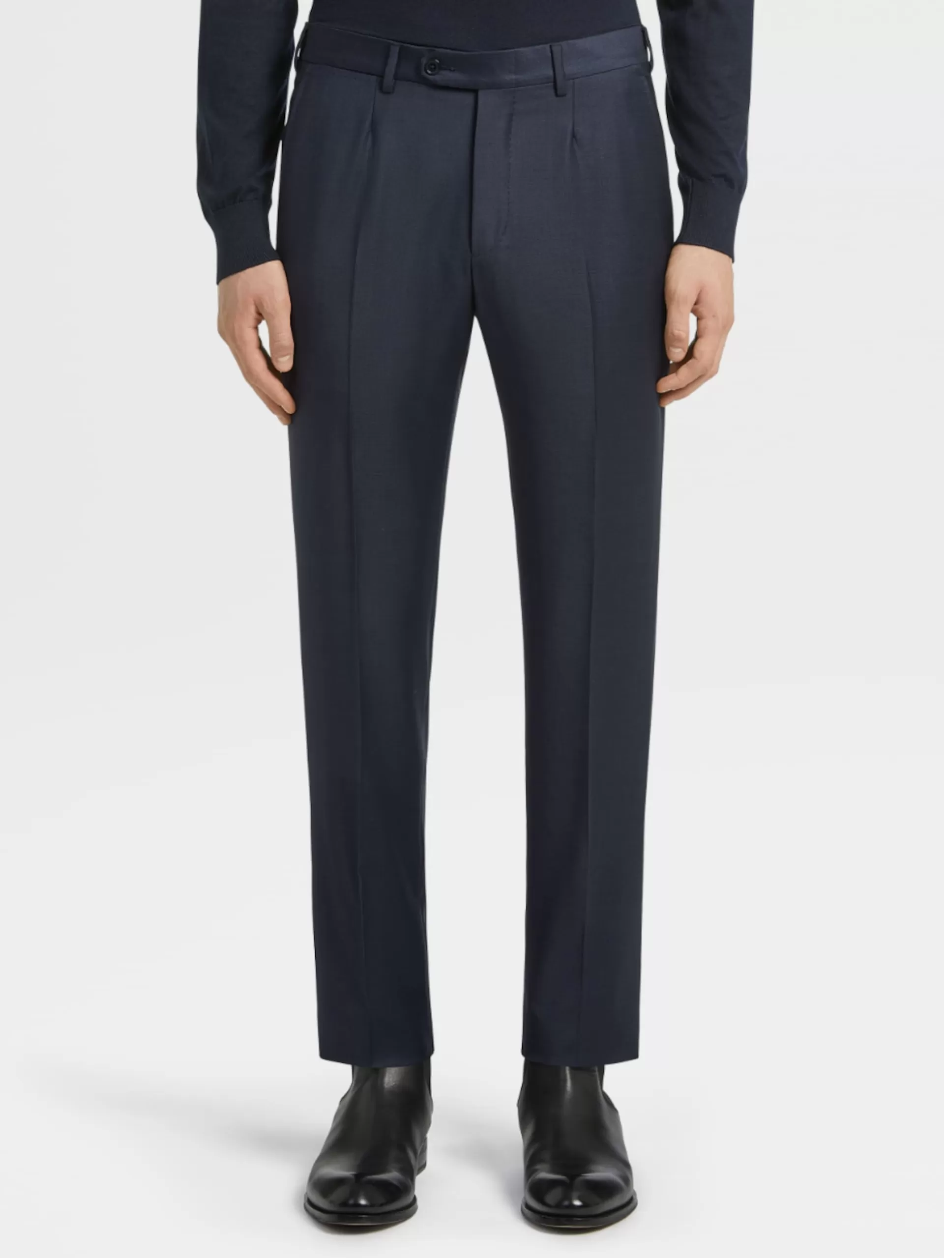 ZEGNA Fatos^Fato Em La Trofeo™ Azul-Escuro, Padrao Geometrico Pequeno, Drop 7 Azul-Marinho