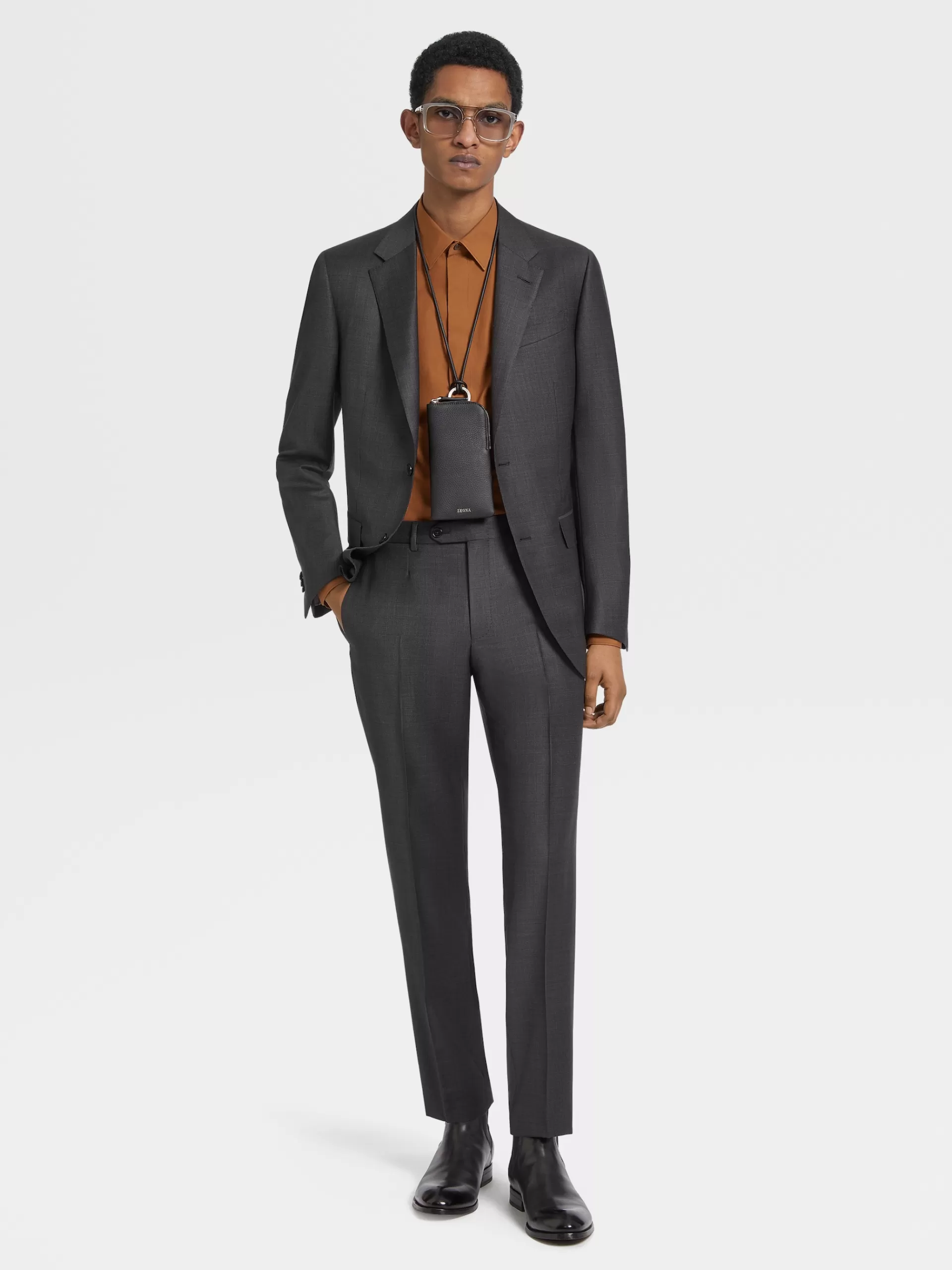 ZEGNA Fatos^Fato Em La Trofeo™ Cinza-Escuro Cinzento-Escuro