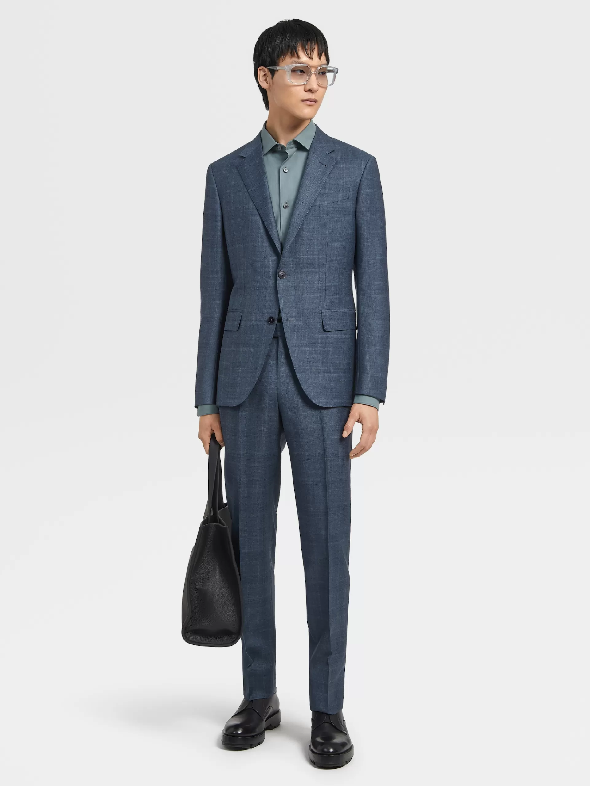 ZEGNA Fatos^Fato Natural De La Trofeo™ Principe De Gales Azul-Petroleo