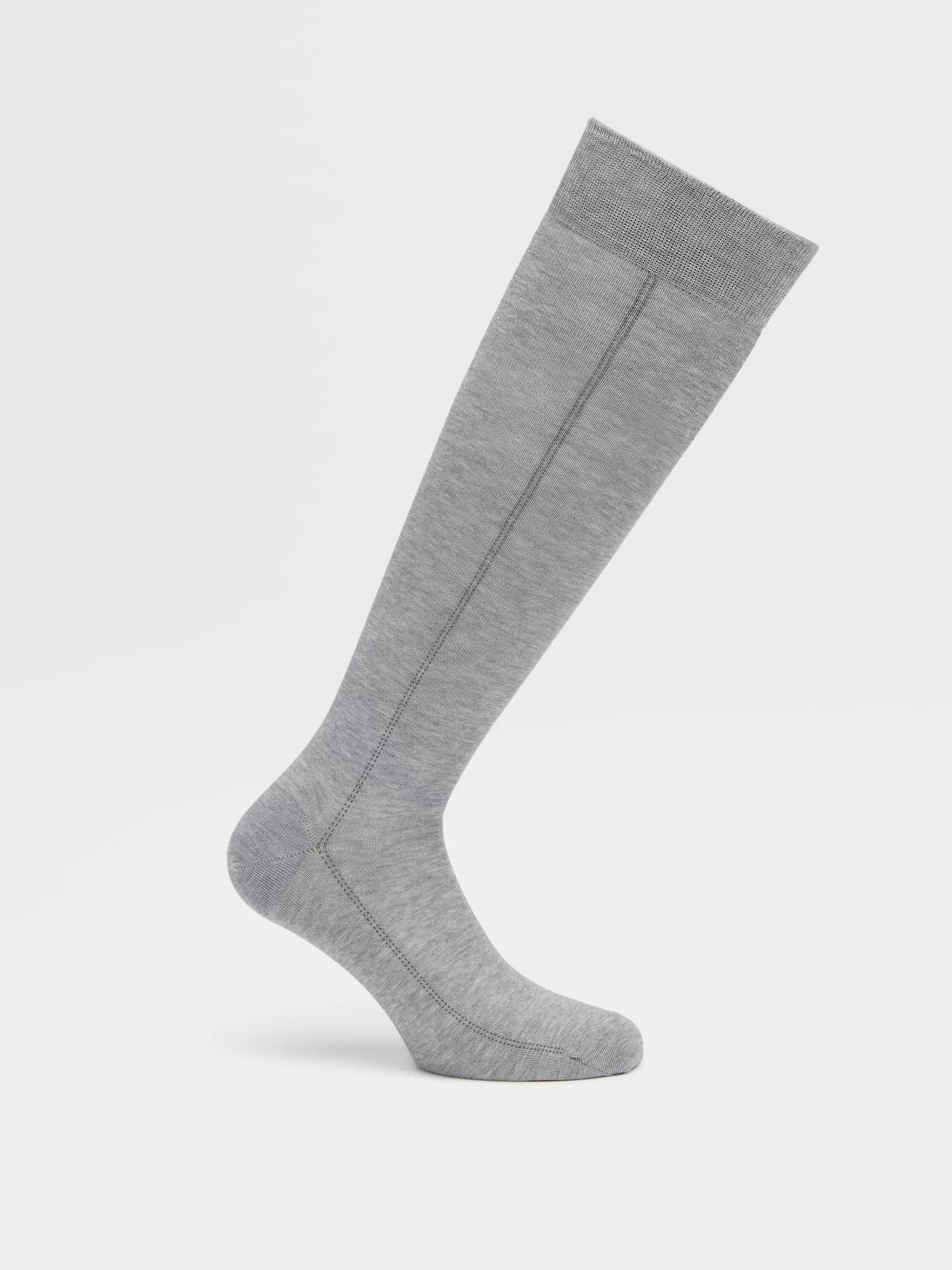 ZEGNA Roupa Interior E Meias^Meias De Cano Medio Baguette Em Mistura De Liocel Cinzentas-Claras Mescladas Cinzento-Claro Mesclado