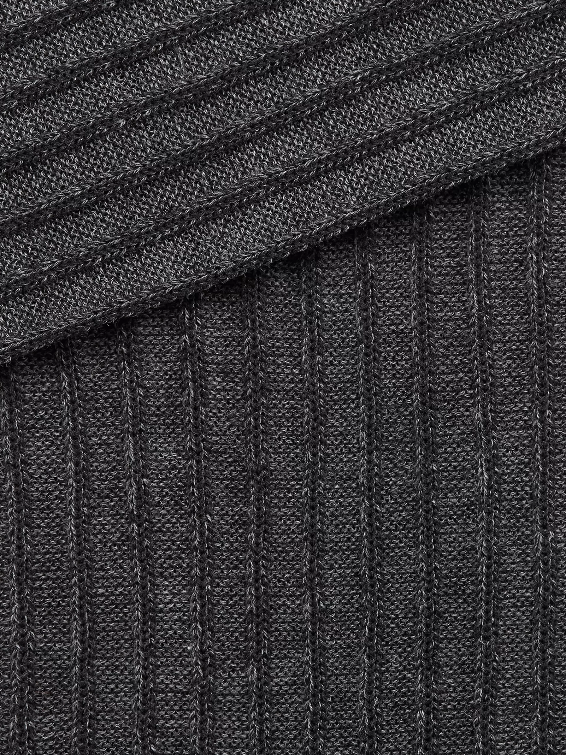 ZEGNA Roupa Interior E Meias^Meias De Cano Medio Caneladas Cinzento-Escuras Cinzento-Escuro