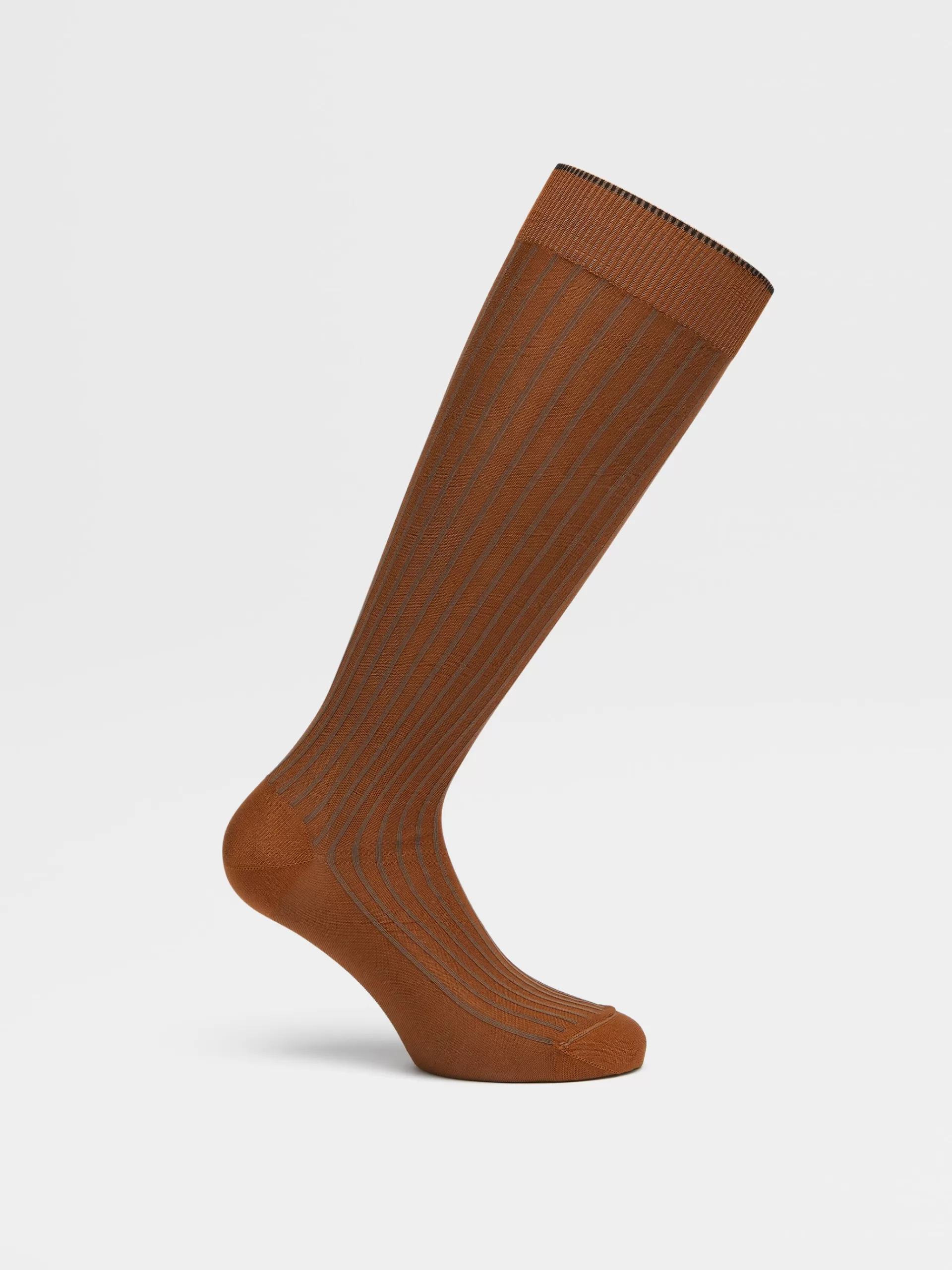 ZEGNA Roupa Interior E Meias^Meias De Cano Medio Caneladas Em Mistura De Algodao Cor Vicunha