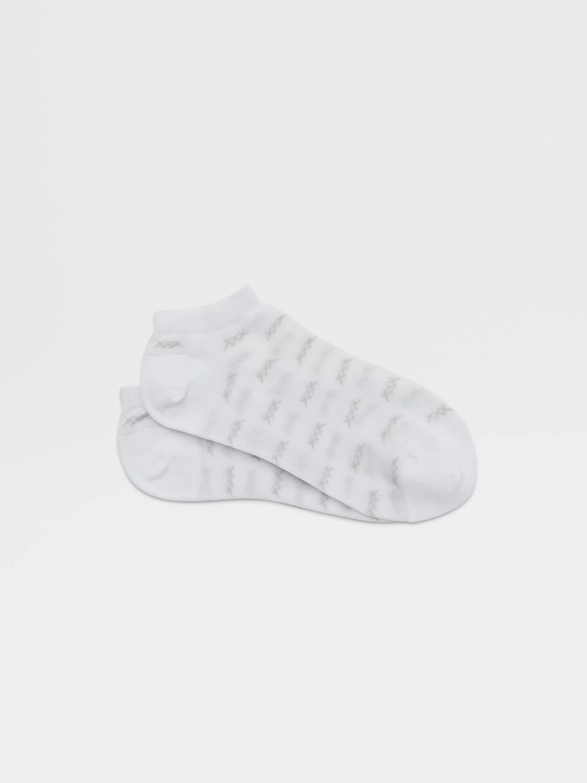 ZEGNA Roupa Interior E Meias^Meias Desportivas Iconic Triple X Em Mistura De Algodao Esbranquicadas Esbranquicado
