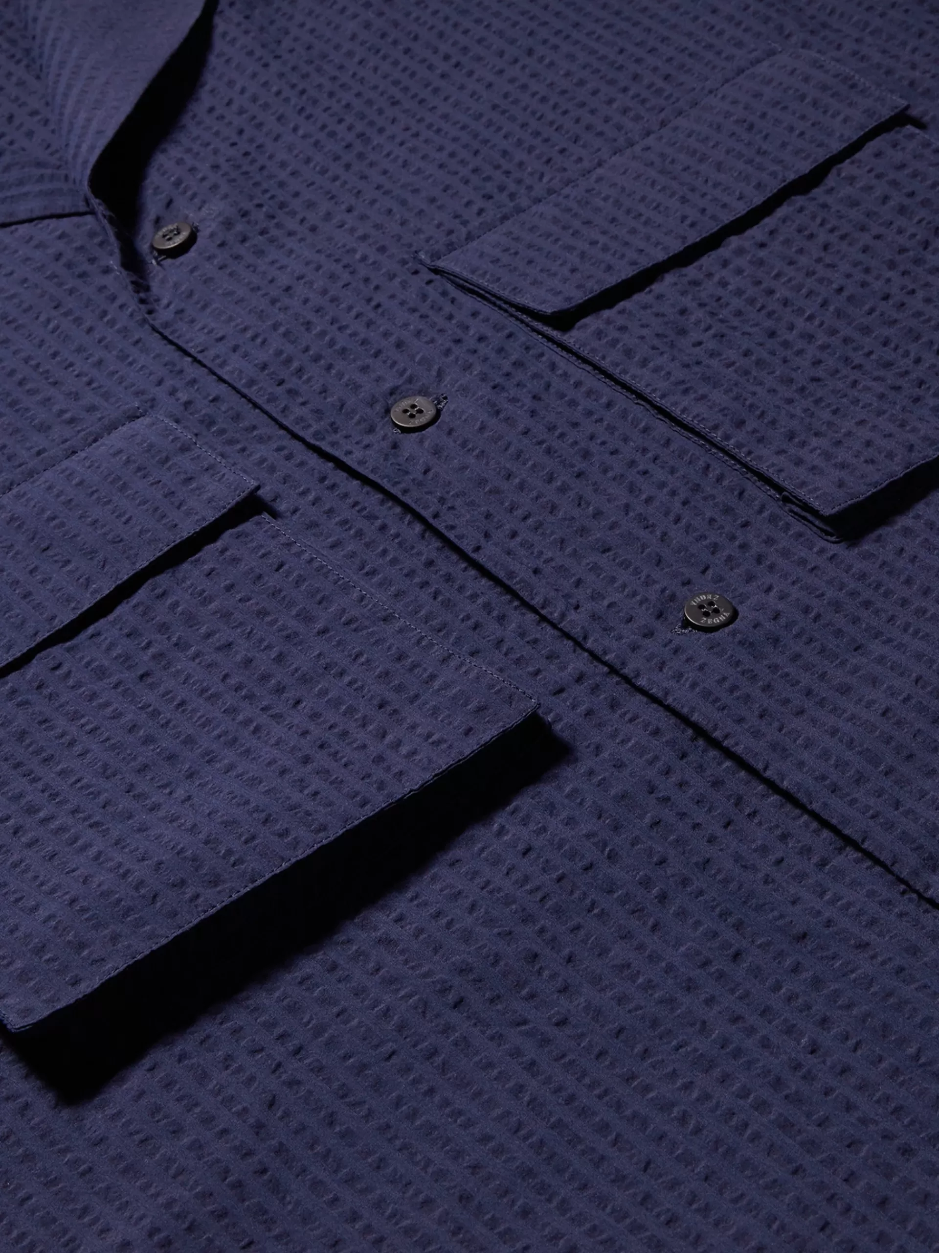 ZEGNA Roupa Interior E Meias^Pijama Curto Em Anarruga De Algodao Embalavel Azul-Marinho
