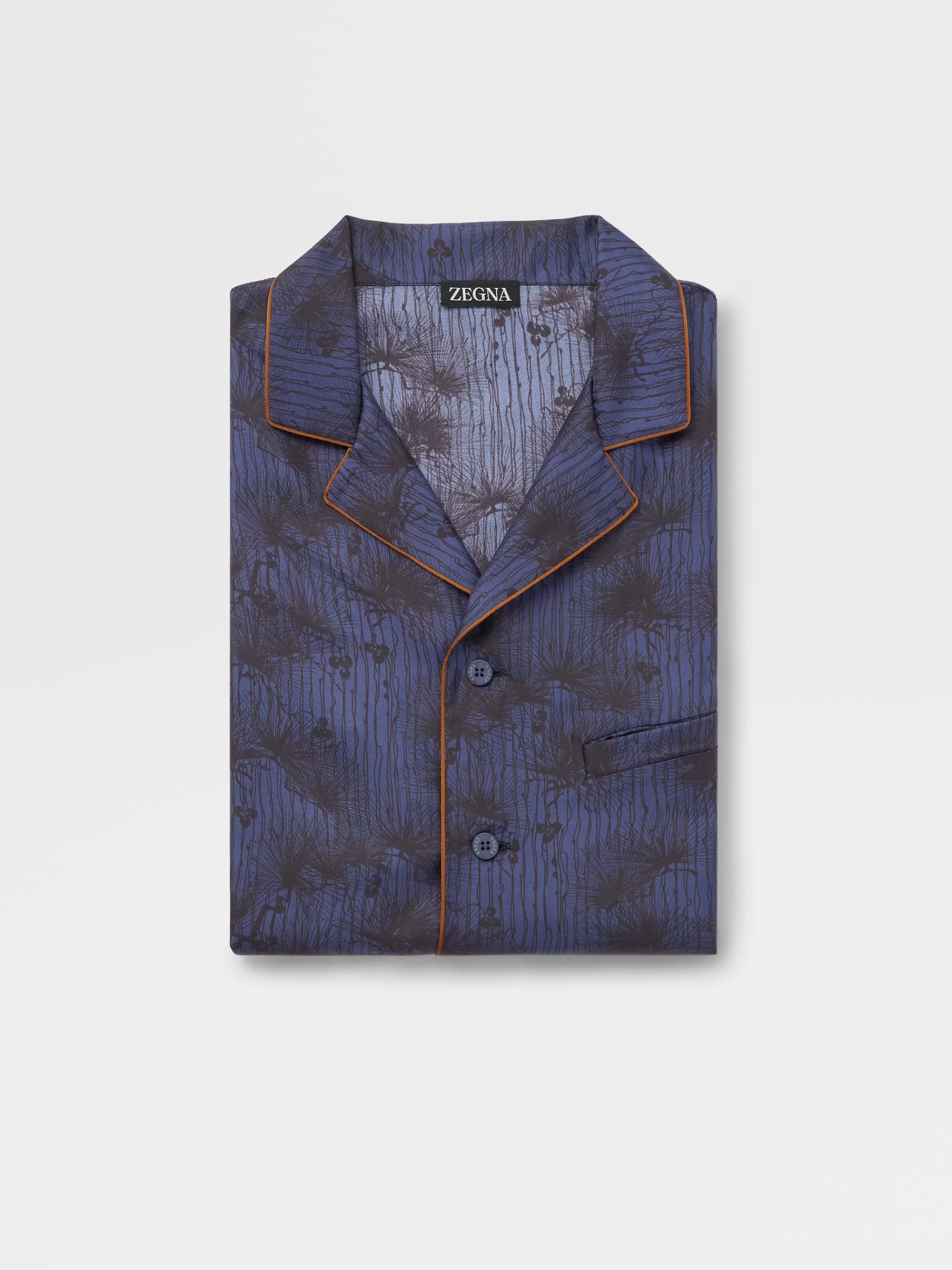 ZEGNA Roupa Interior E Meias^Pijama Em Seda Estampada Azul