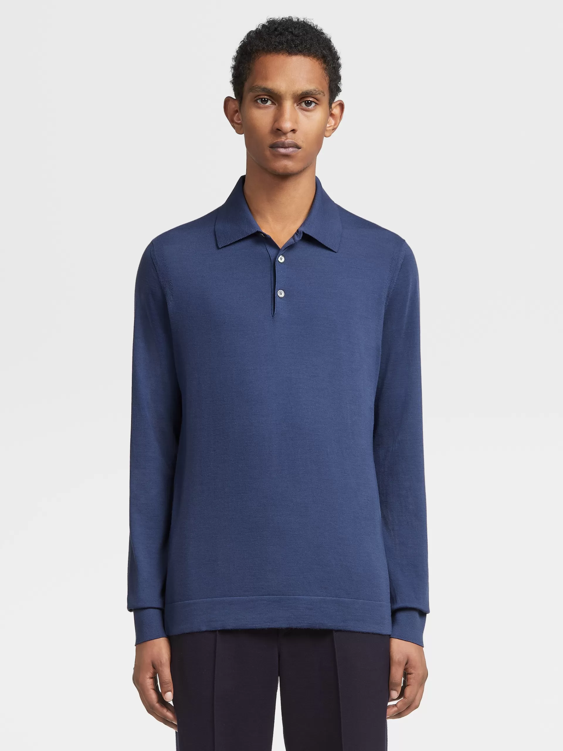 ZEGNA Polos^Polo De Malha De Manga Comprida Em La 12Milmil12 Azul-Claro