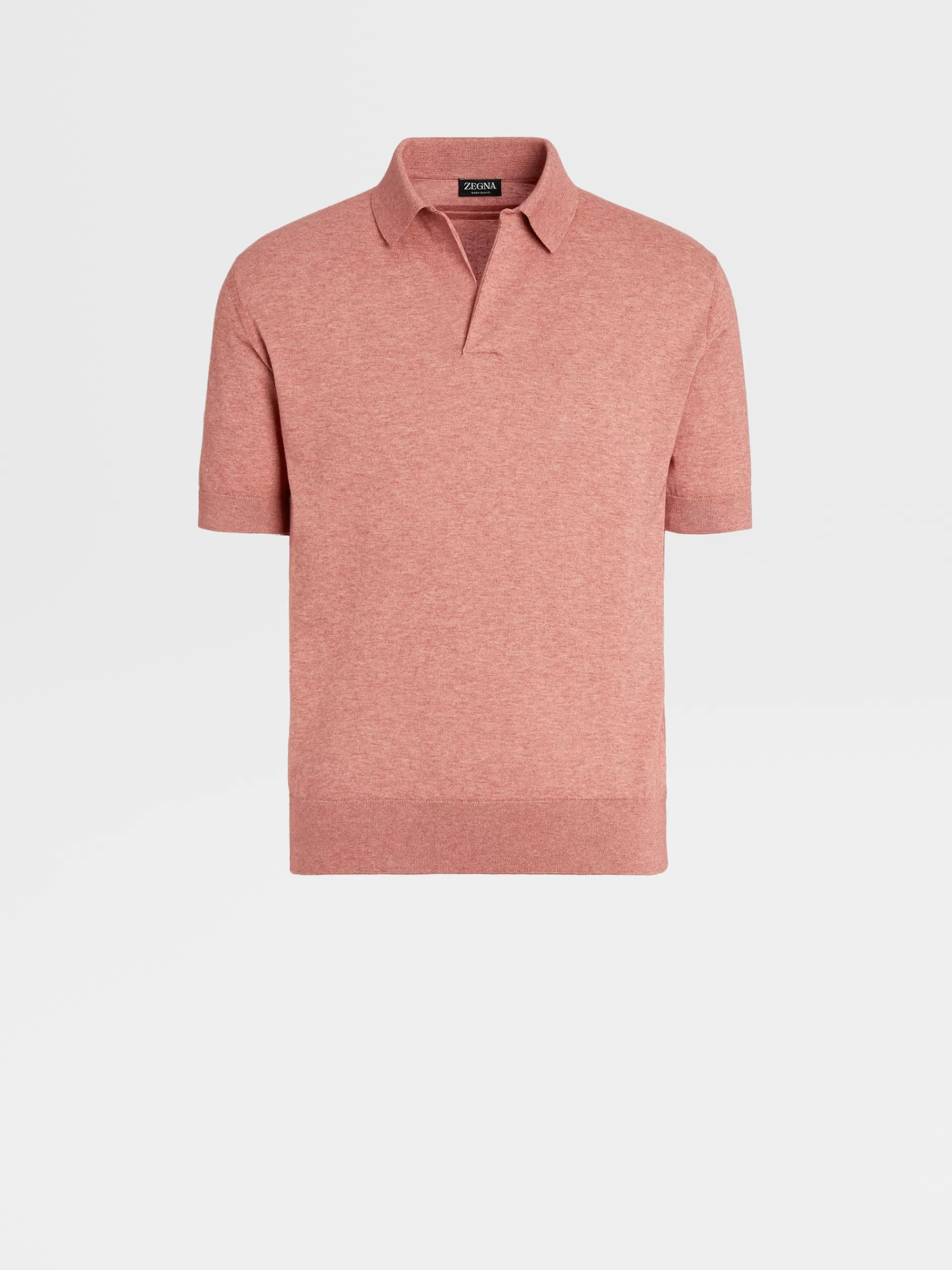 ZEGNA Polos^Polo De Malha Em Algodao E Caxemira Baby Island Bordo-Claro Mesclado