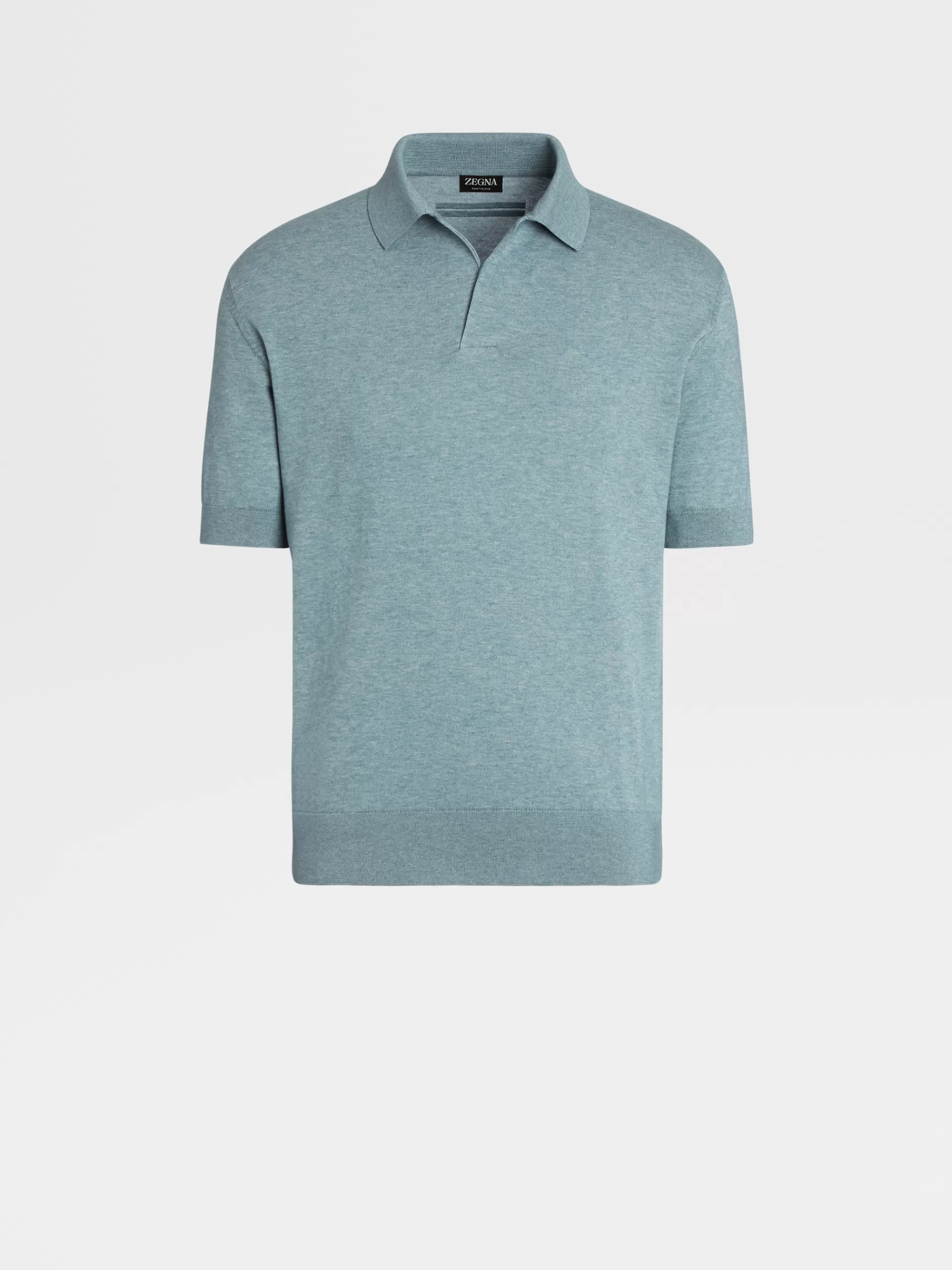 ZEGNA Polos^Polo De Malha Em Algodao E Caxemira Baby Island Verde-Agua Mesclado