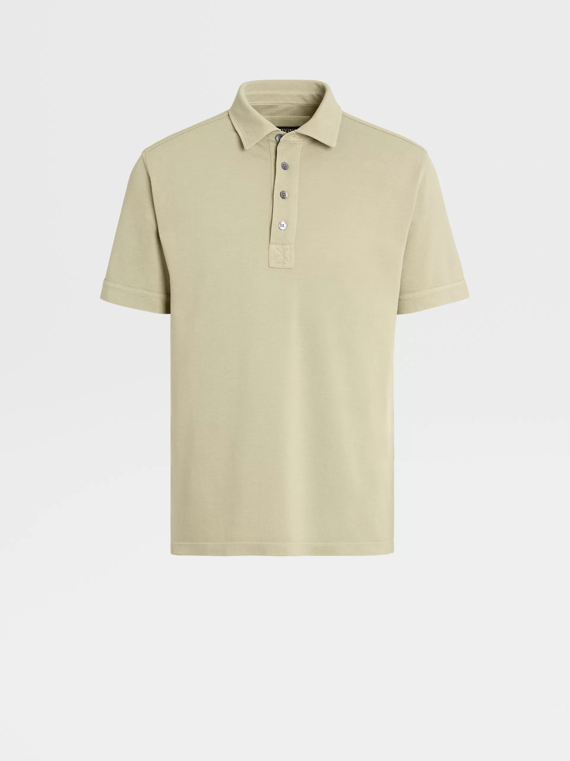 ZEGNA Polos^Polo De Manga Curta Em Algodao E Seda Verde-Tropa Claro