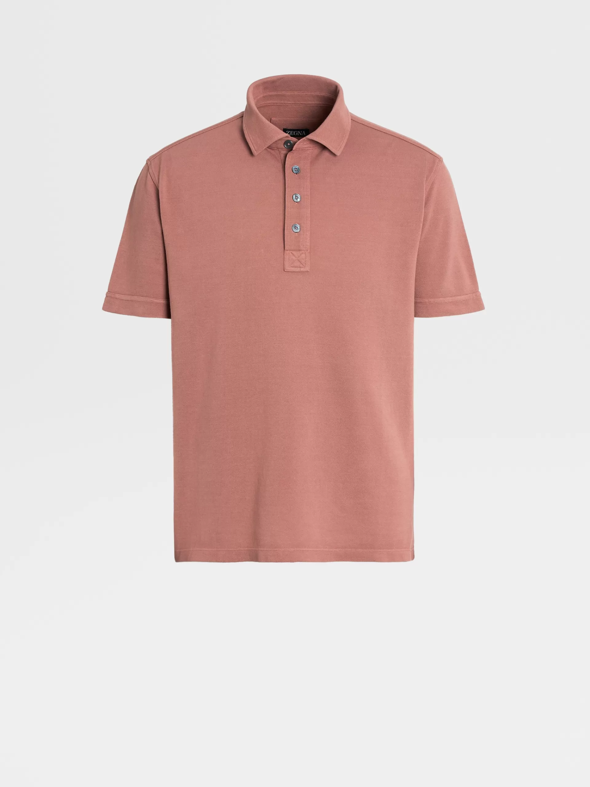 ZEGNA Polos^Polo De Manga Curta Em Algodao E Seda Bordo-Claro