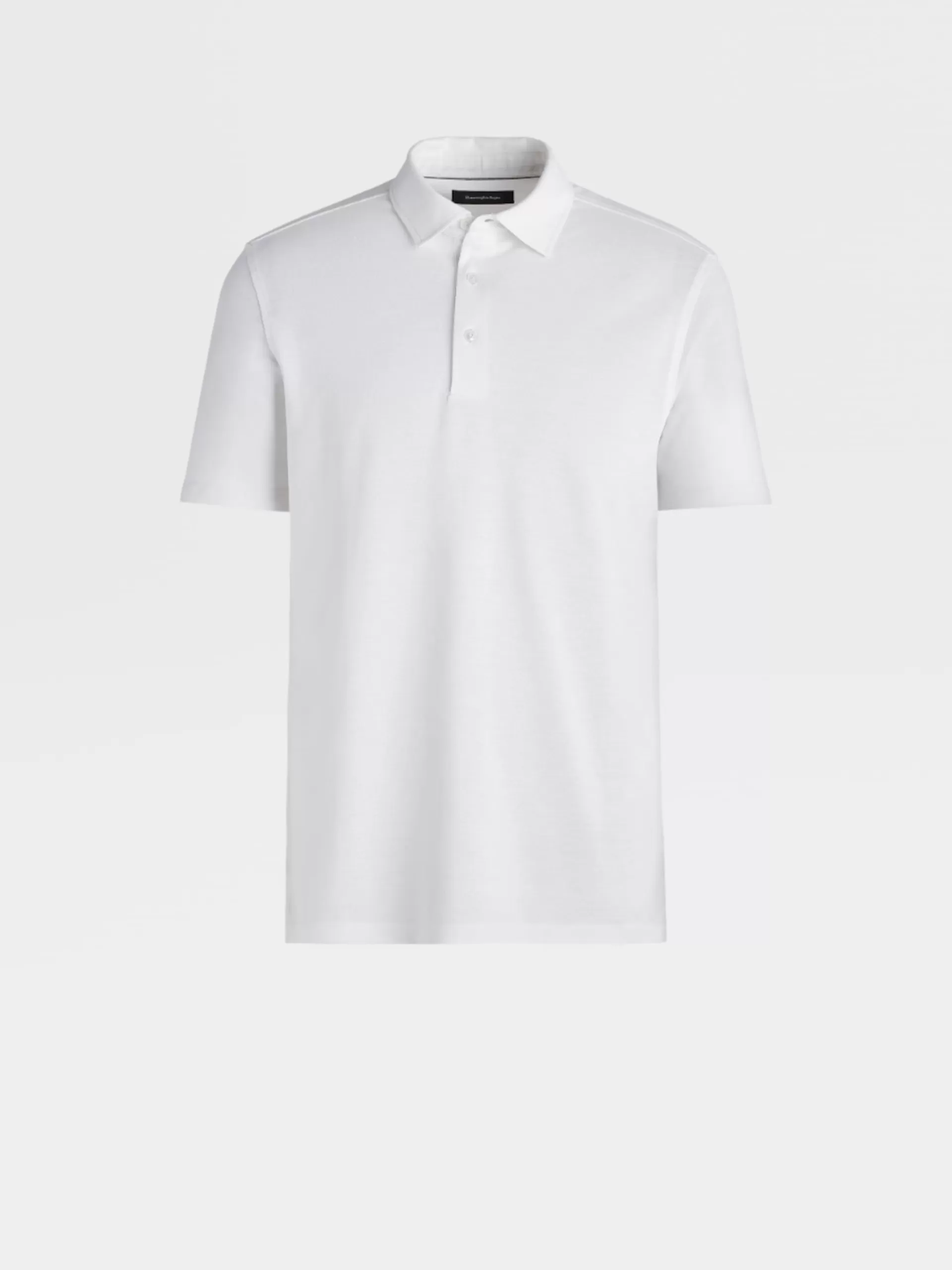 ZEGNA Polos^Polo De Manga Curta Em Algodao E Seda Branco