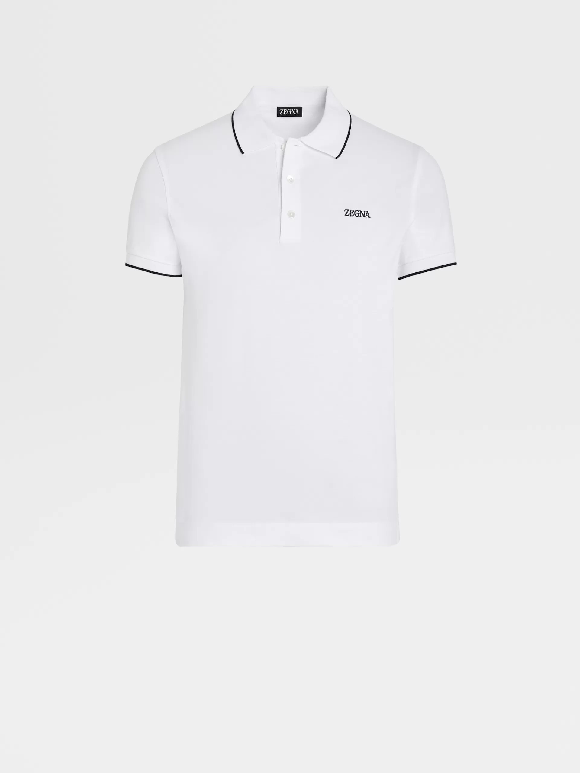 ZEGNA Polos^Polo De Manga Curta Em Algodao Elastico Branco