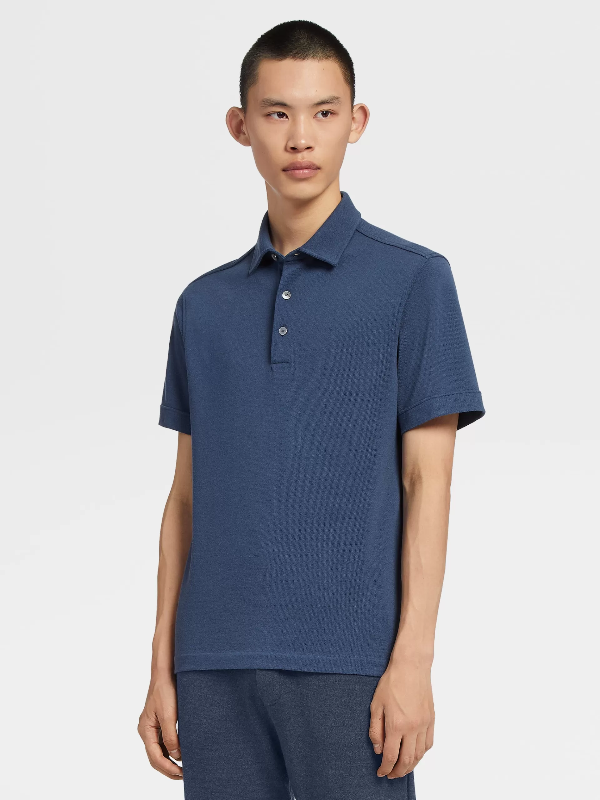 ZEGNA Polos^Polo De Manga Curta Em Jersei De La 12Milmil12 Azul Avio