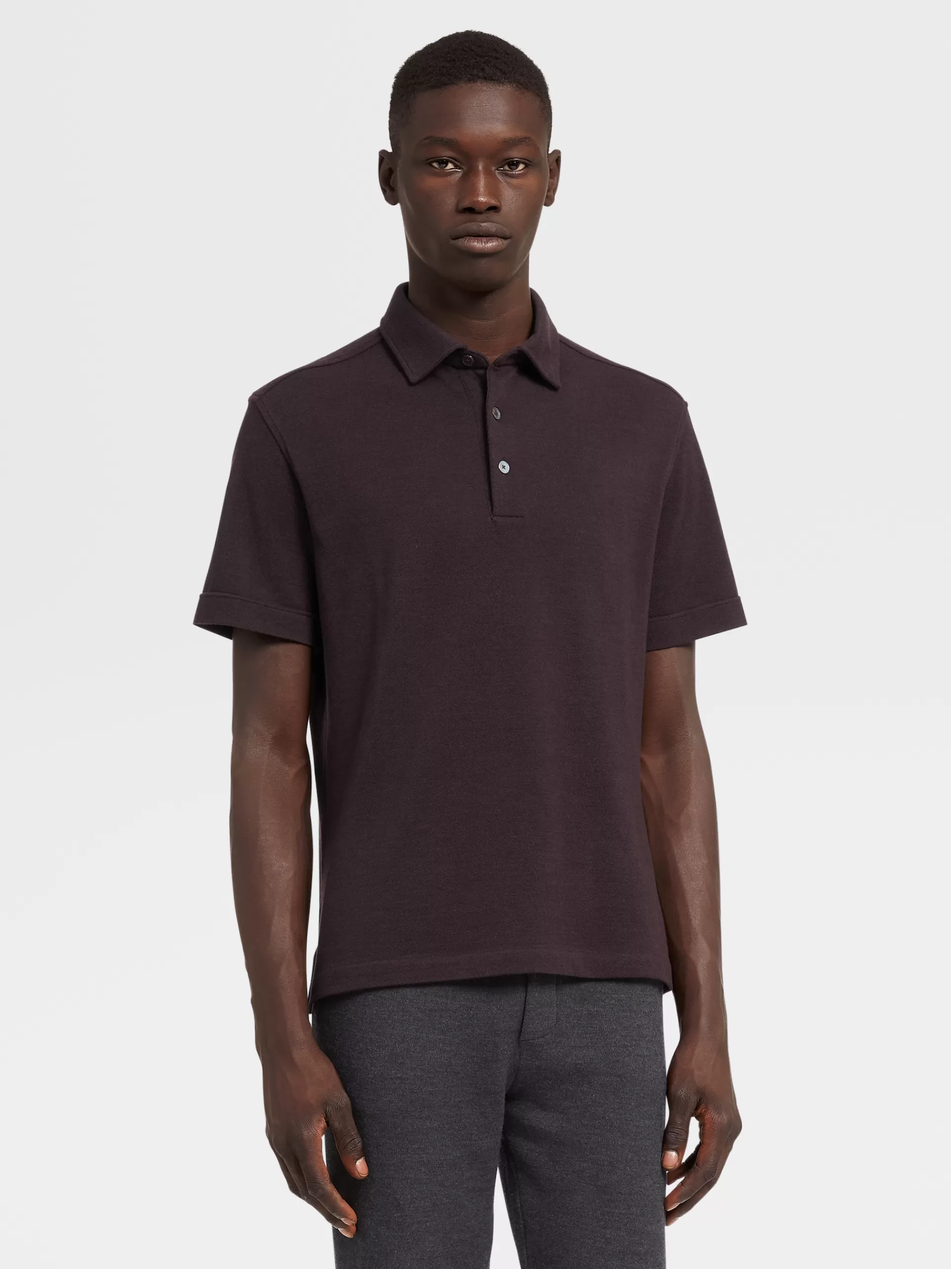 ZEGNA Polos^Polo De Manga Curta Em Jersei De La 12Milmil12 Bordo Mesclado