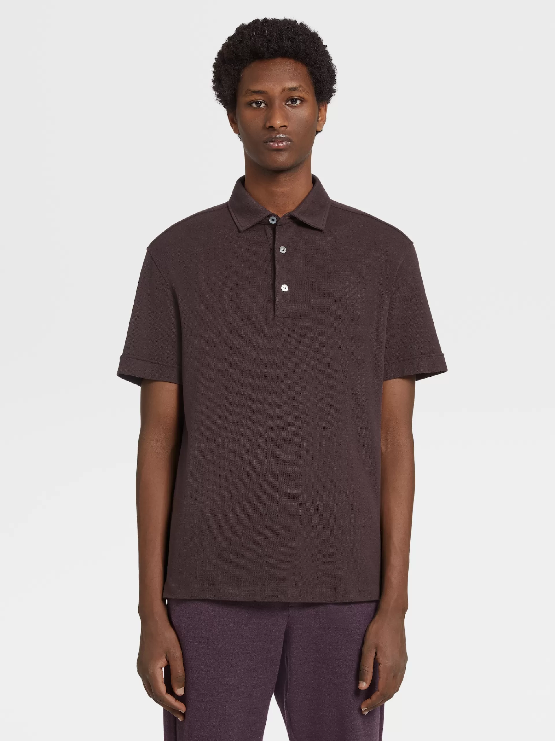 ZEGNA Polos^Polo De Manga Curta Em La 12Milmil12 Bordo Mesclado