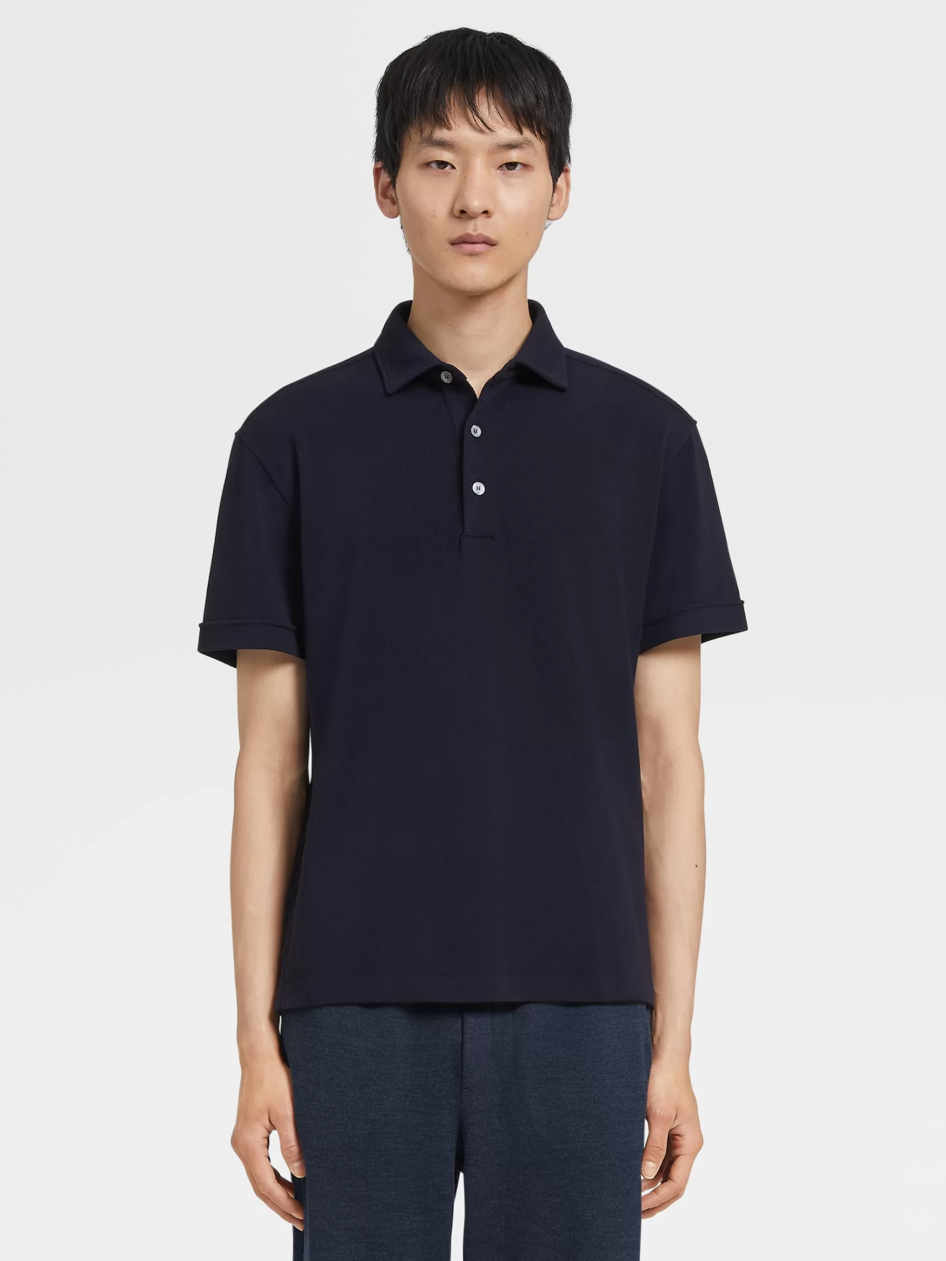 ZEGNA Polos^Polo De Manga Curta Em La 12Milmil12 Azul-Marinho
