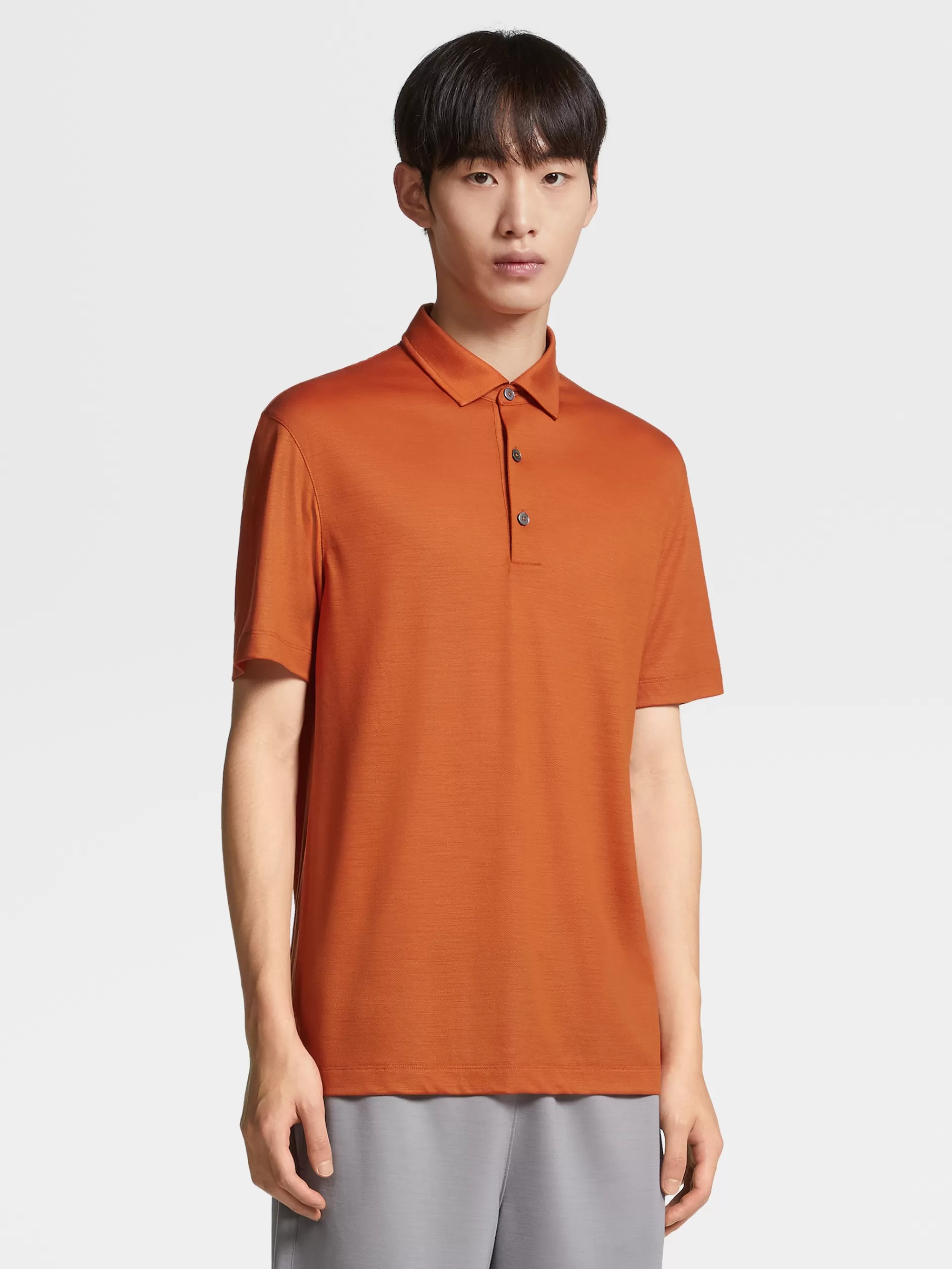 ZEGNA Polos^Polo De Manga Curta Em La High Performance™ Laranja