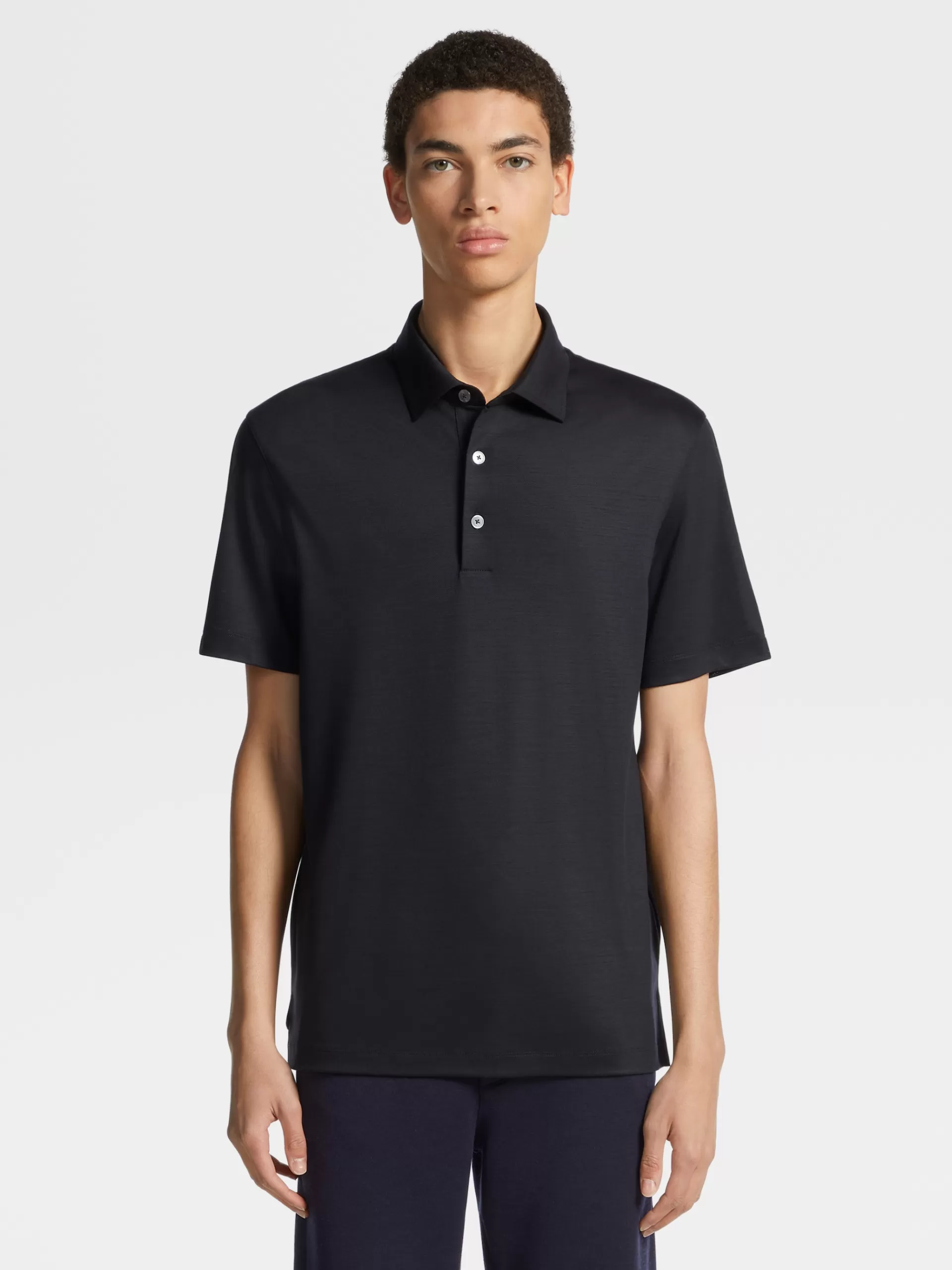 ZEGNA Polos^Polo De Manga Curta Em La High Performance™ Azul-Marinho