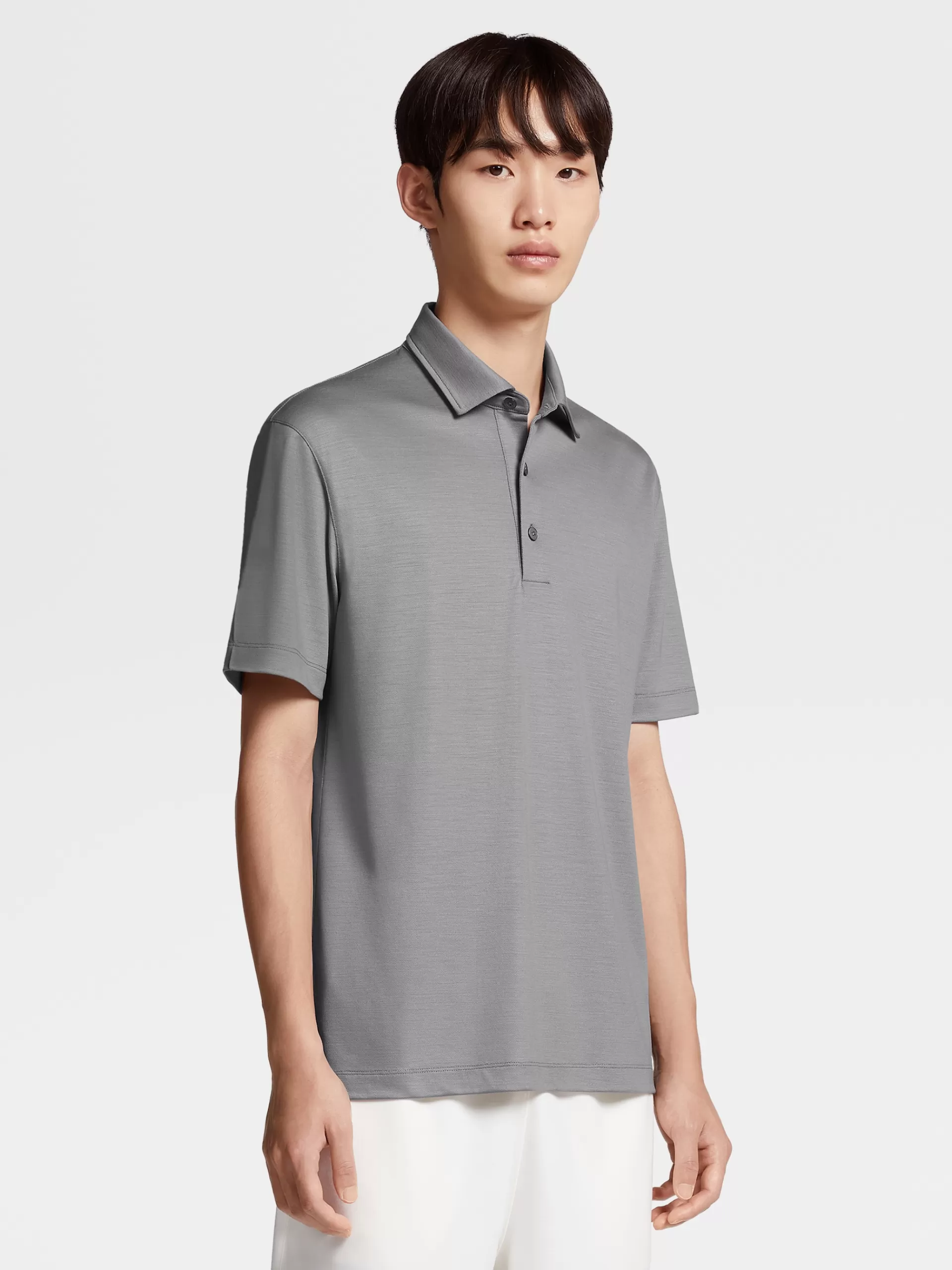 ZEGNA Polos^Polo De Manga Curta Em La High Performance™ Cinzento