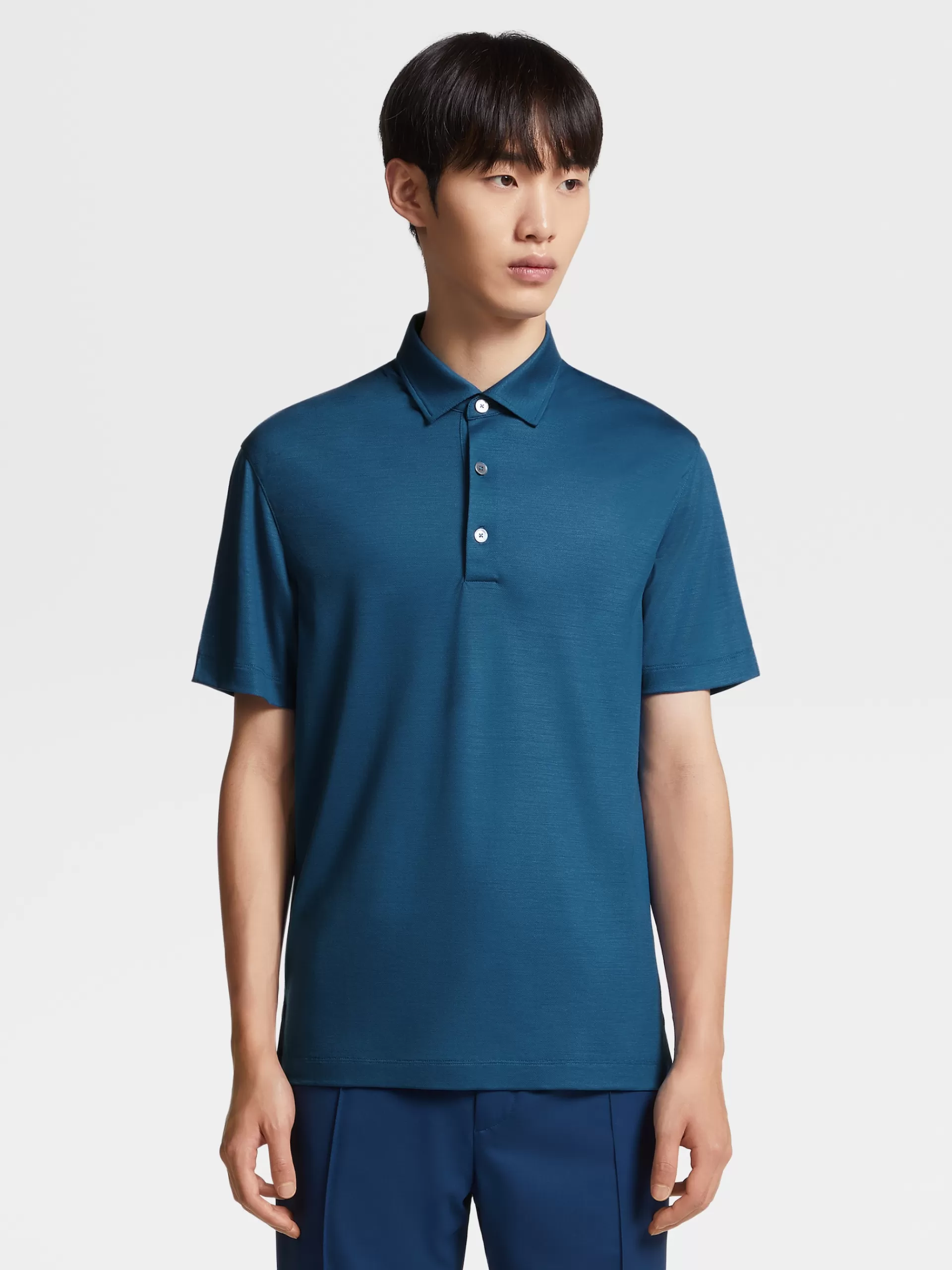 ZEGNA Polos^Polo De Manga Curta Em La High Performance™ Azul-Avio