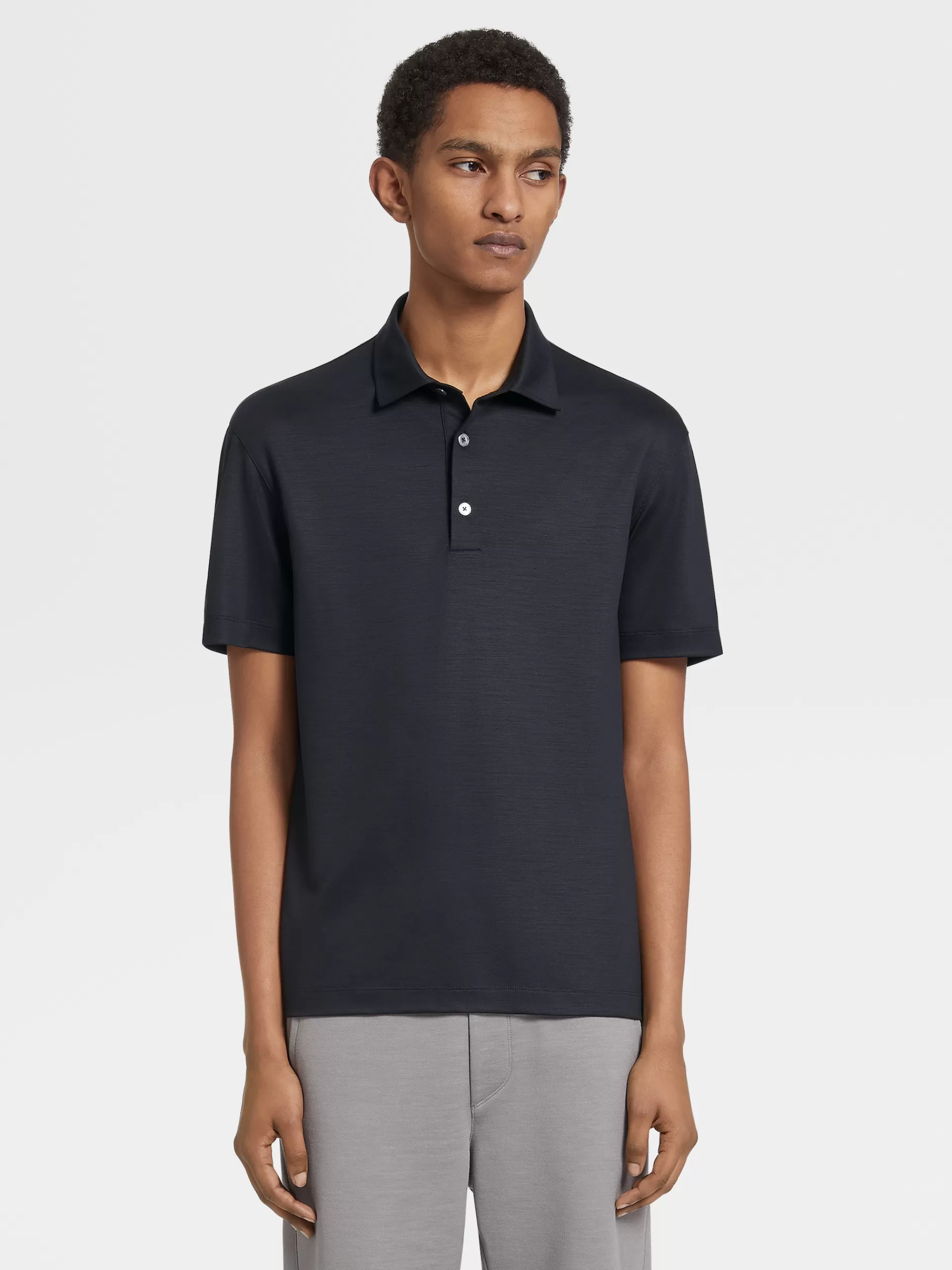 ZEGNA Polos^Polo De Manga Curta Em La High Performance™ Azul-Marinho