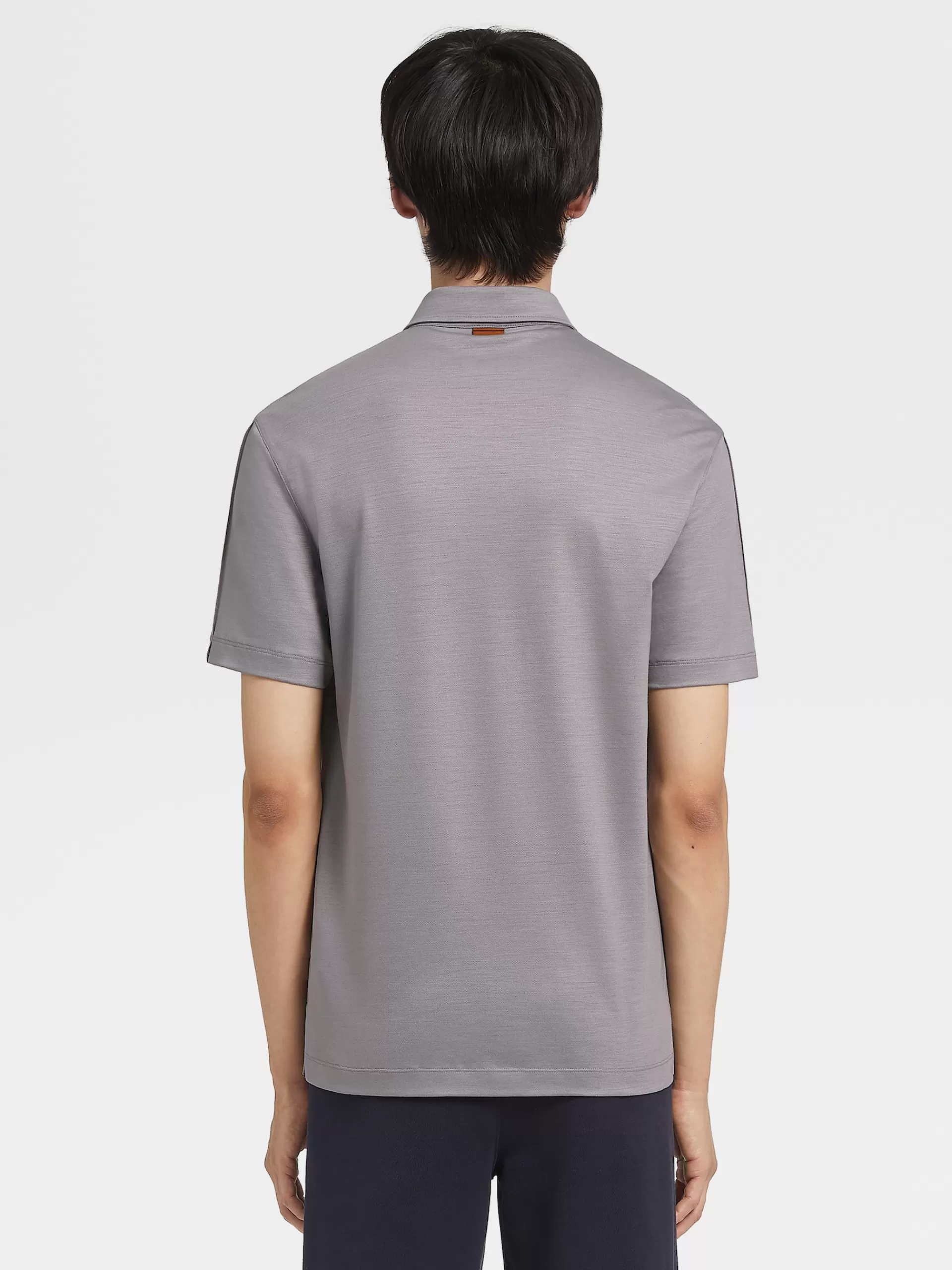 ZEGNA Polos^Polo De Manga Curta Em La High Performance™ Cinza Mesclado Cinzento-Mesclado