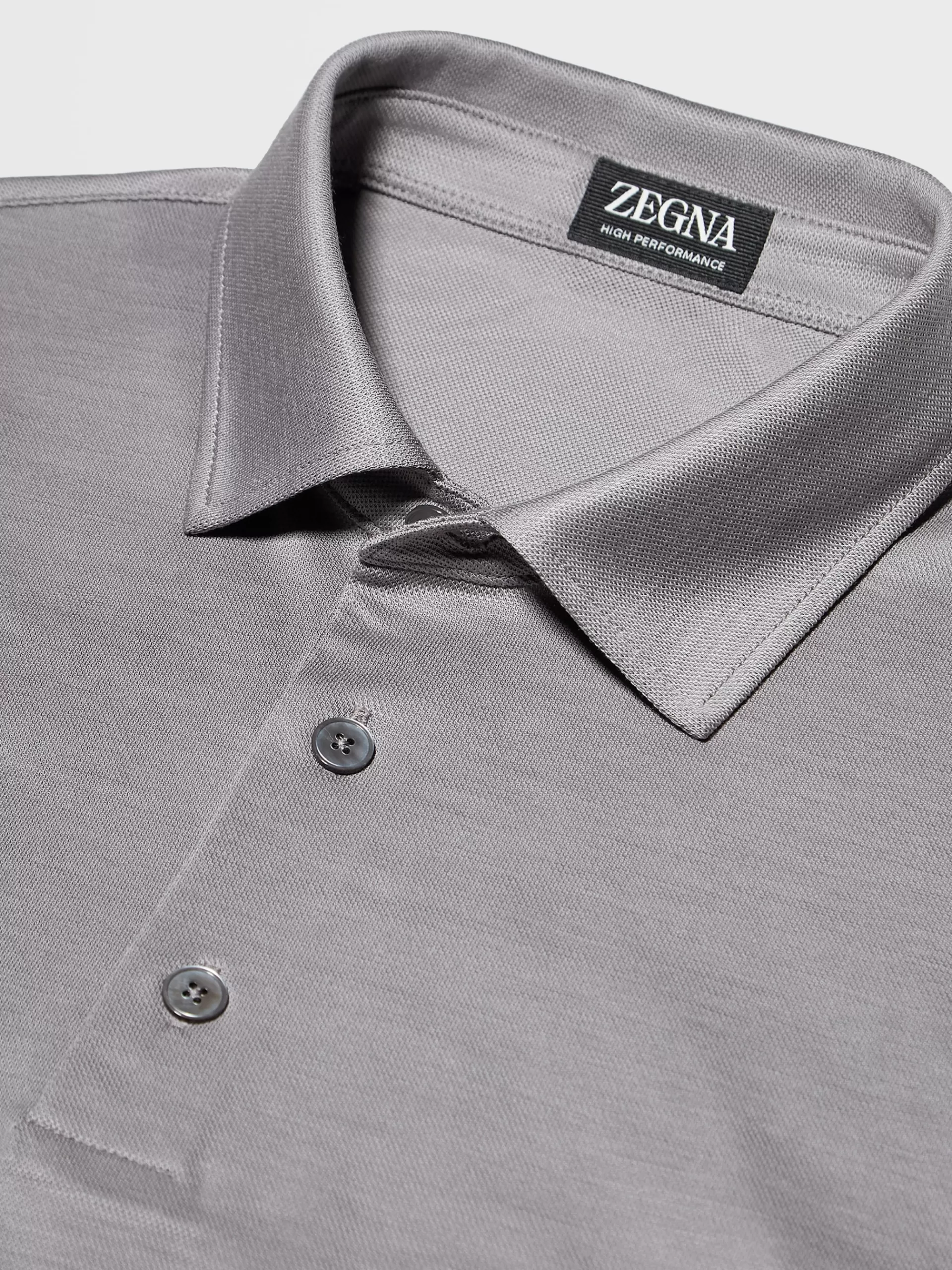 ZEGNA Polos^Polo De Manga Curta Em La High Performance™ Cinza Mesclado Cinzento-Mesclado