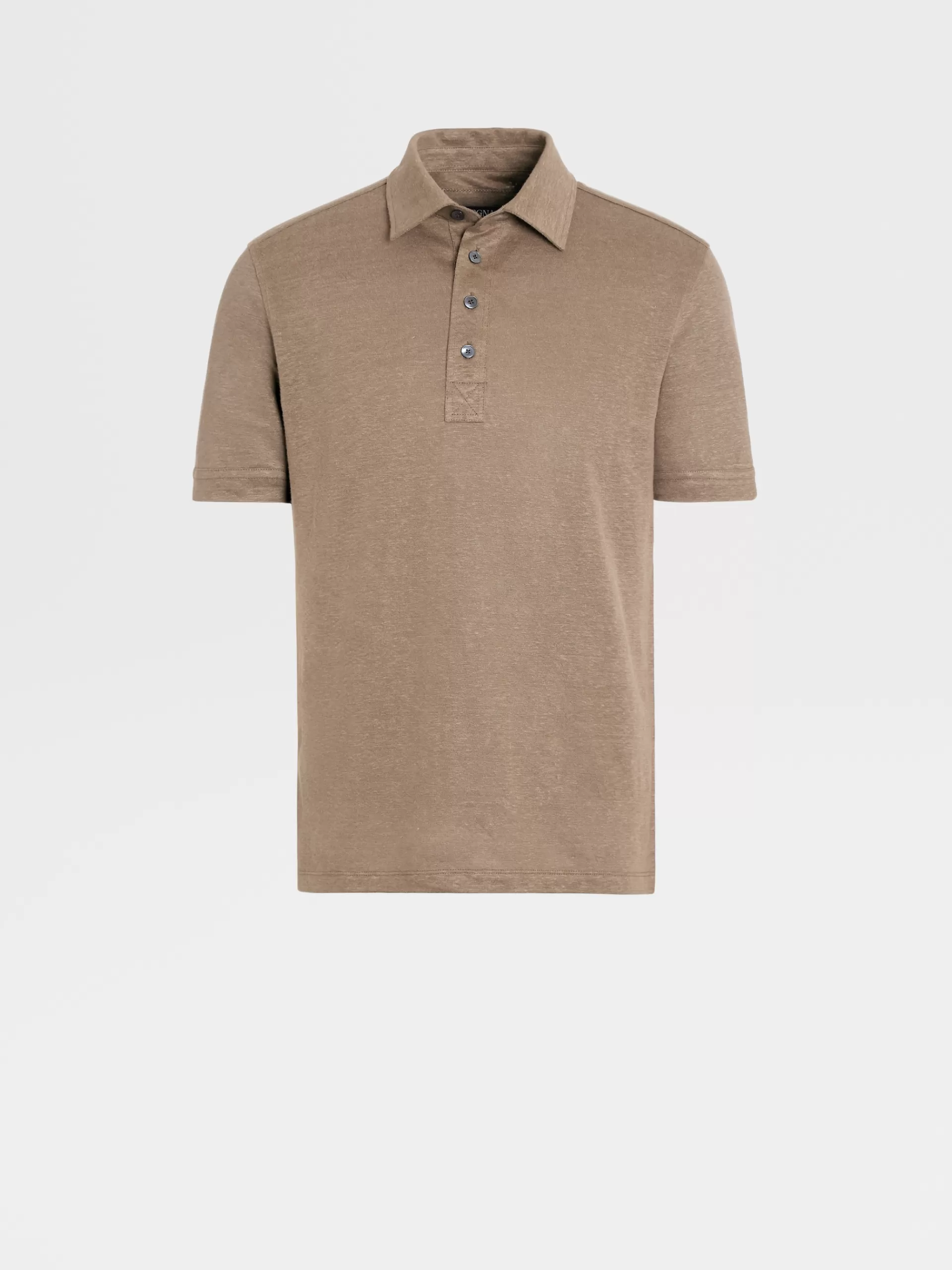 ZEGNA Polos^Polo De Manga Curta Em Linho Puro Bege