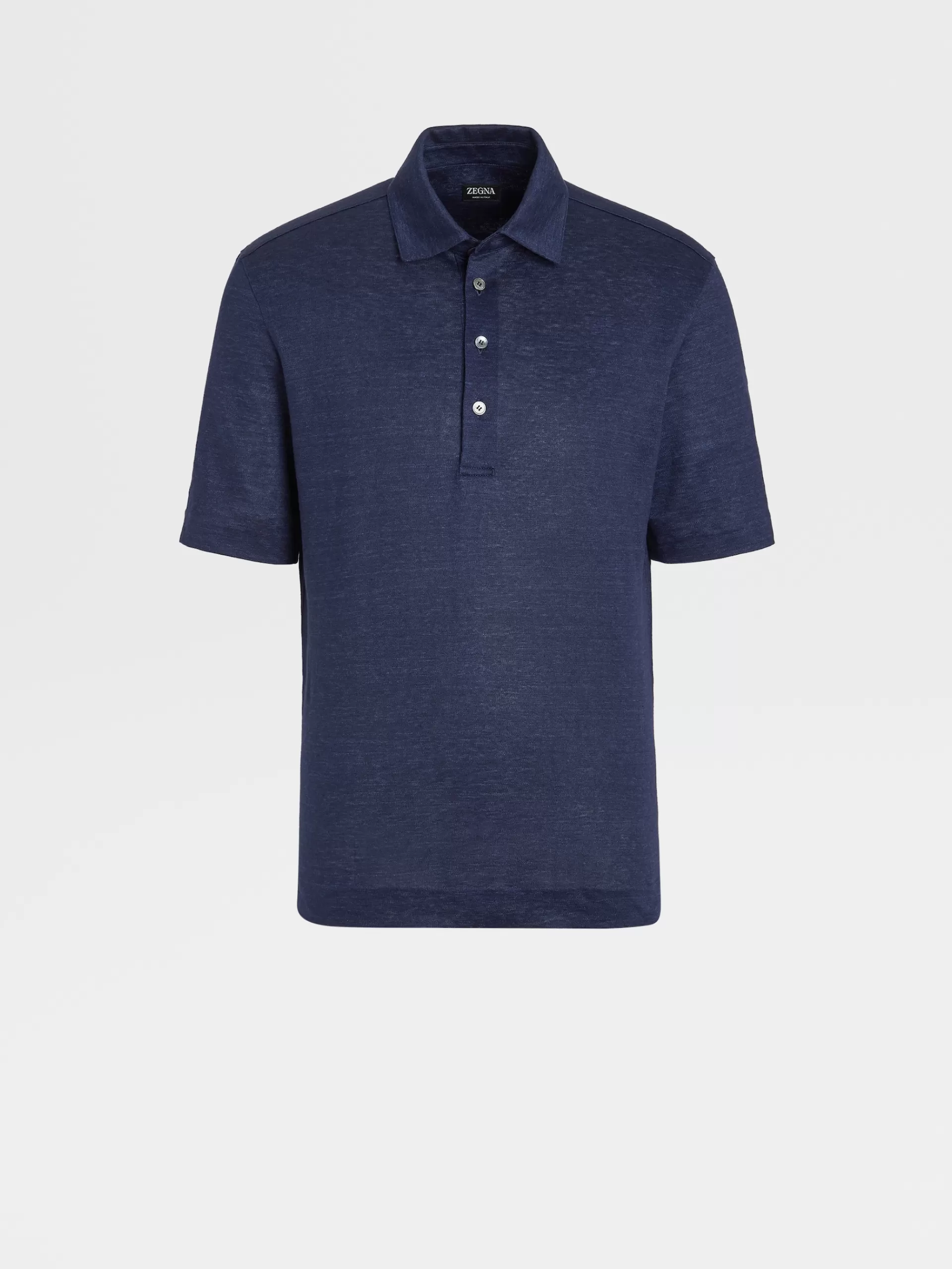 ZEGNA Polos^Polo De Manga Curta Em Linho Puro Azul-Marinho