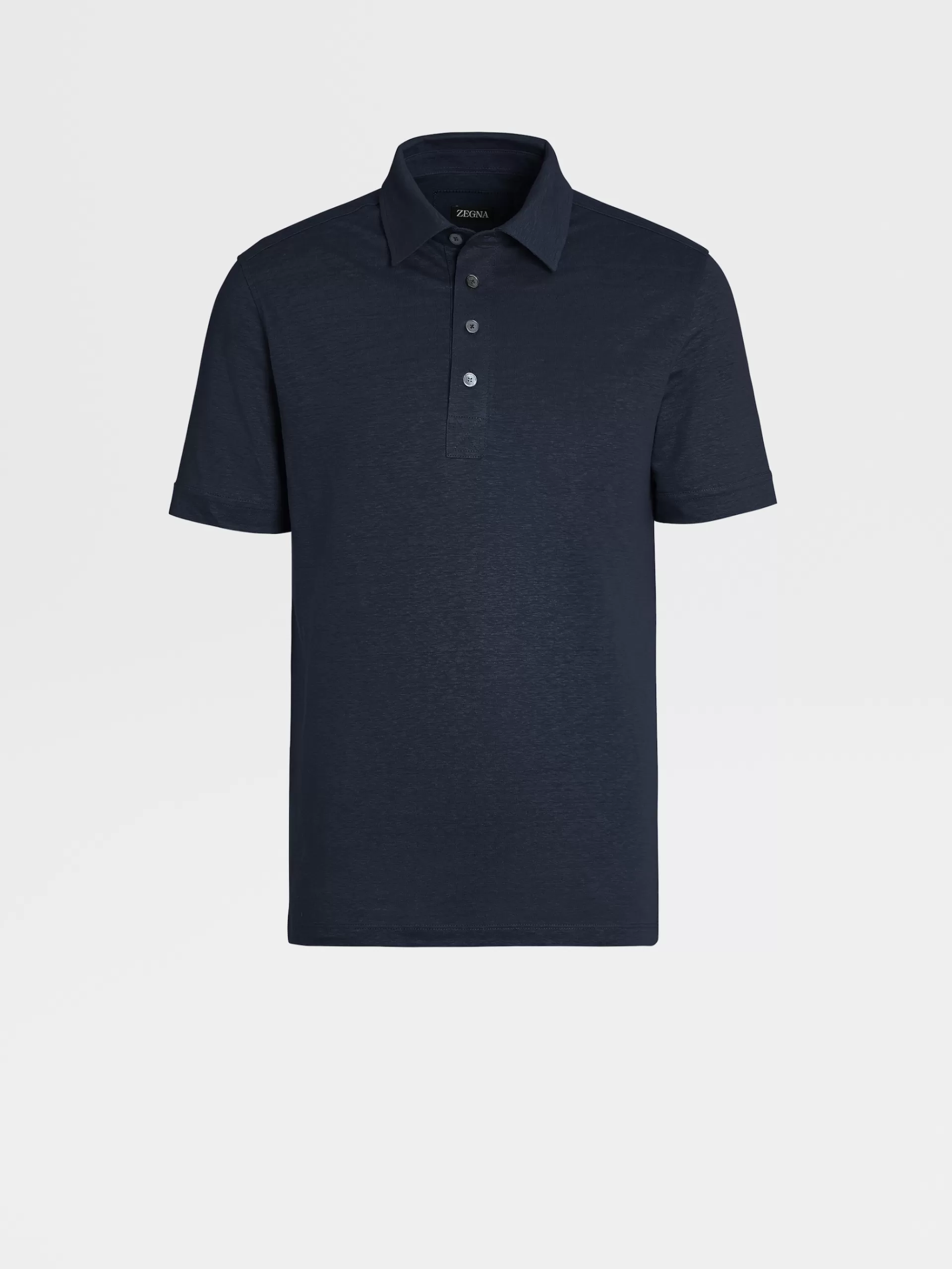 ZEGNA Polos^Polo De Manga Curta Em Linho Puro Azul-Marinho