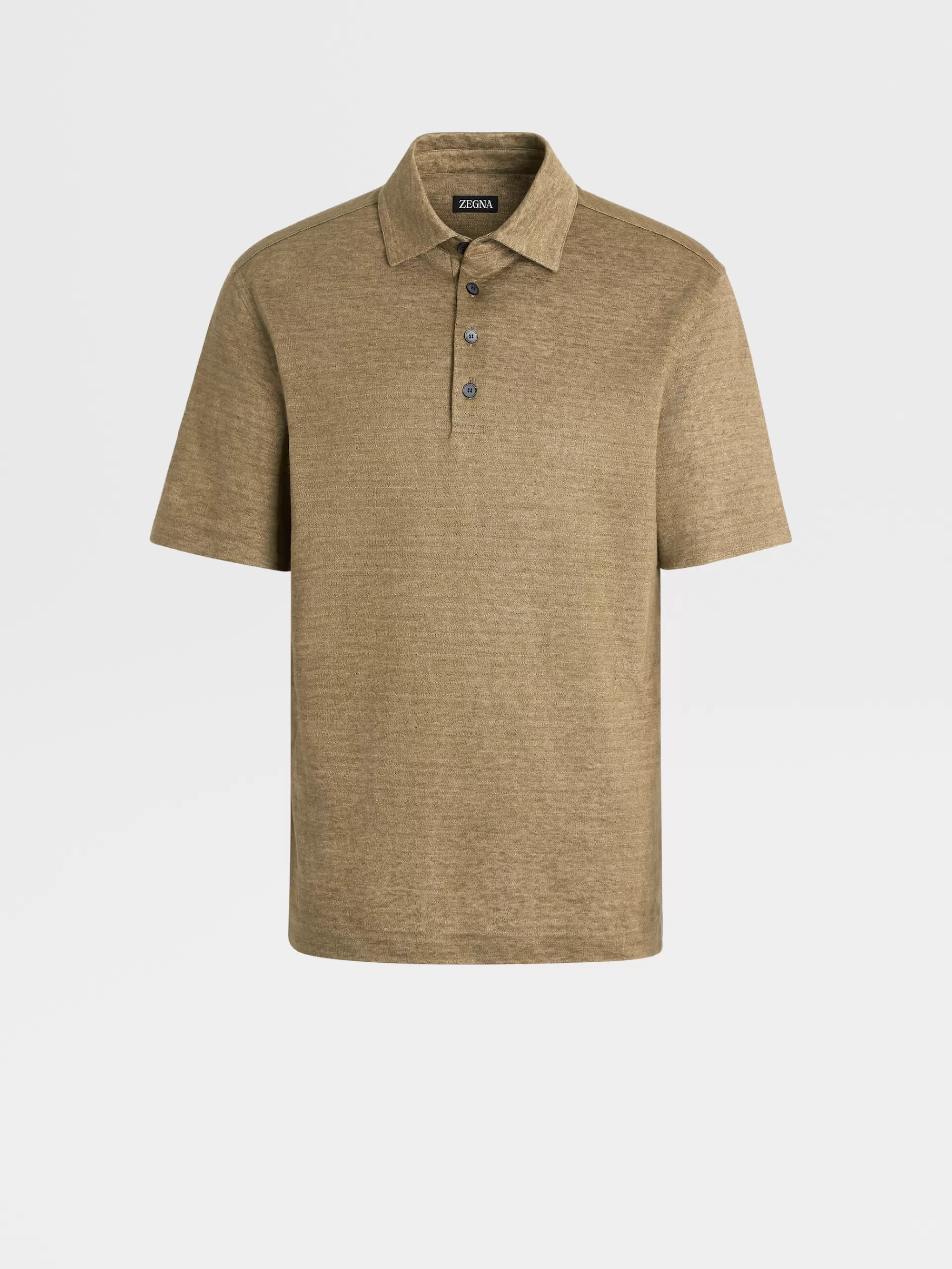 ZEGNA Polos^Polo De Manga Curta Em Linho Puro Verde-Tropa Claro