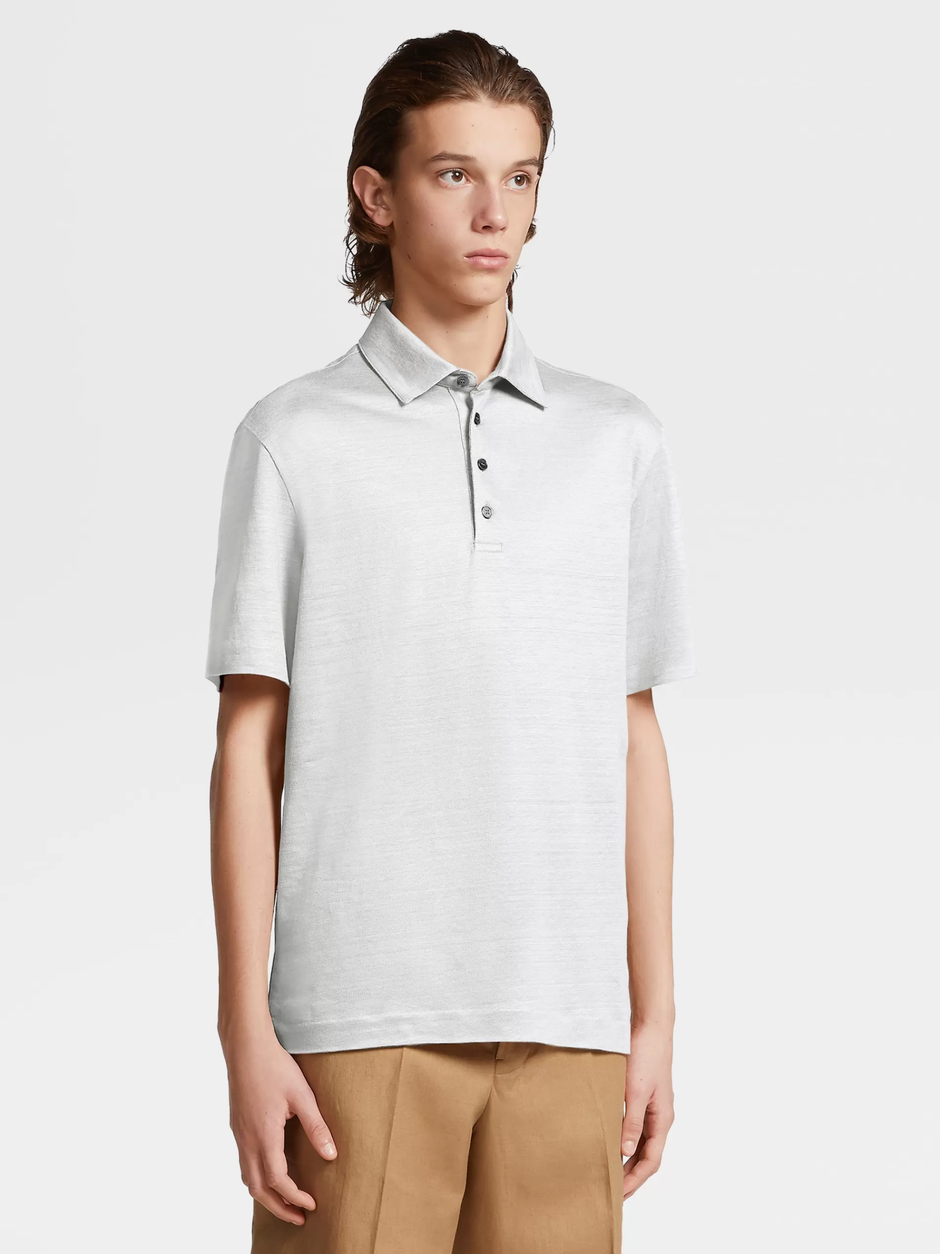 ZEGNA Polos^Polo De Manga Curta Em Linho Puro Branco