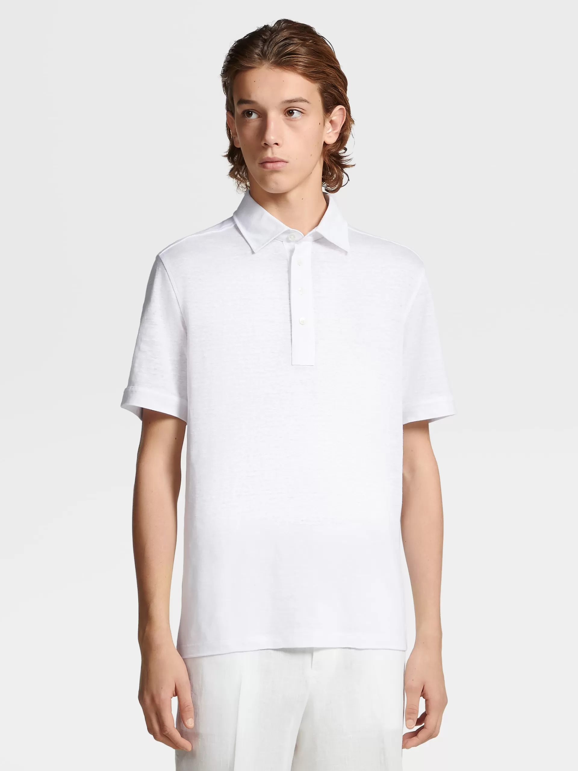 ZEGNA Polos^Polo De Manga Curta Em Linho Puro Branco