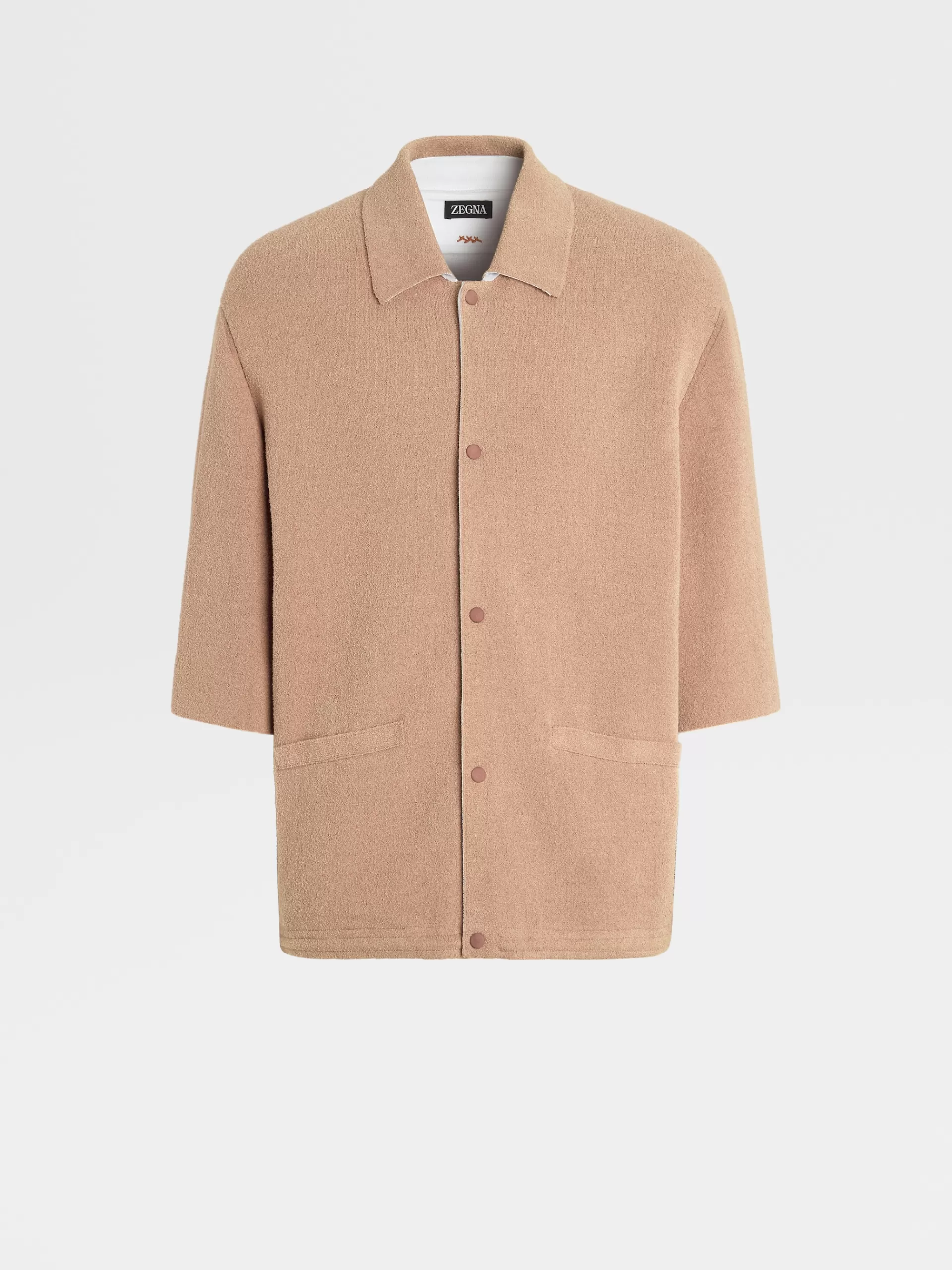 ZEGNA Polos^Polo De Manga Curta Em Malha Boucle De Algodao Puro Rosa-Velho