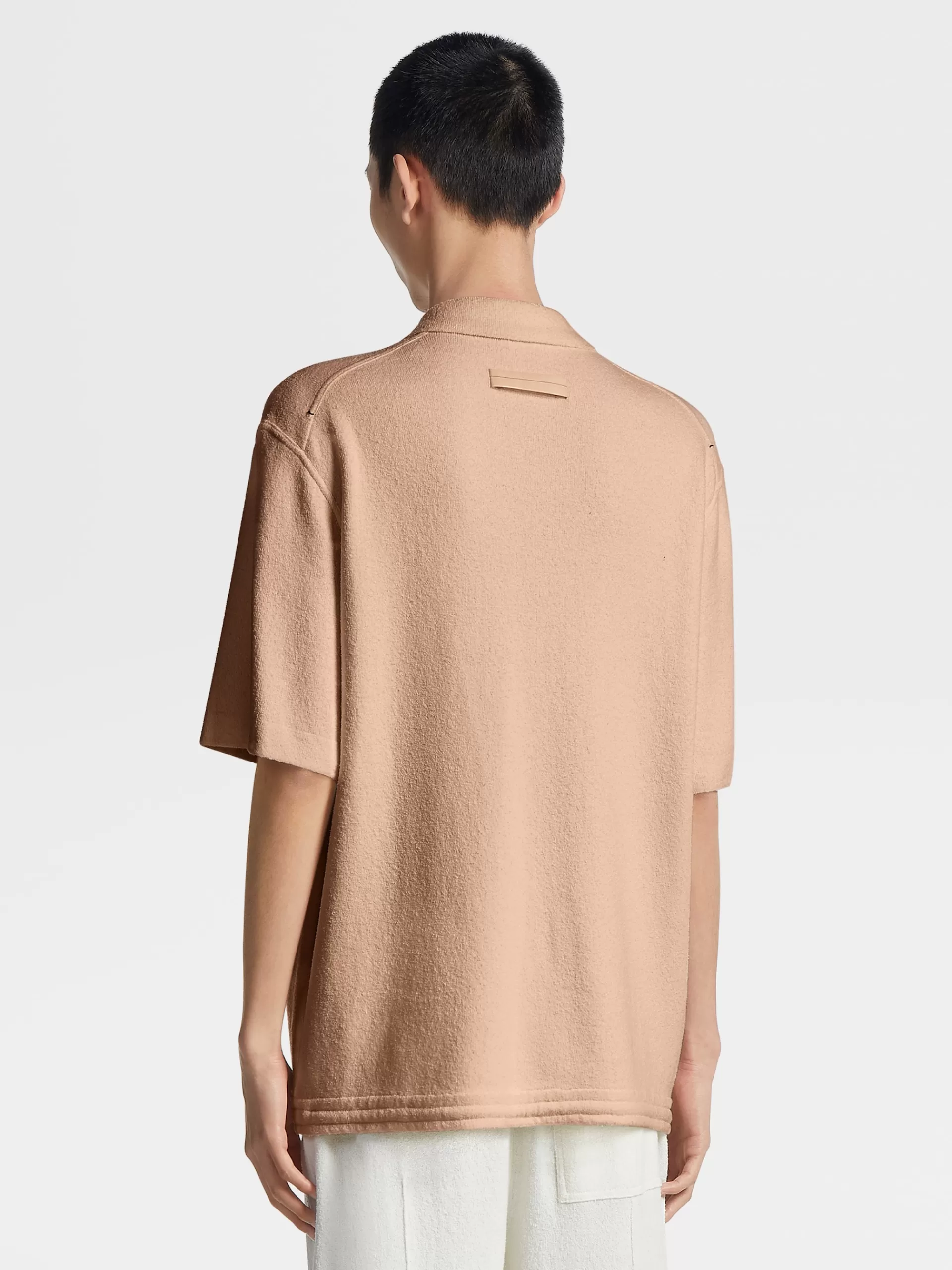 ZEGNA Polos^Polo De Manga Curta Em Malha Boucle De Algodao Puro Rosa-Velho