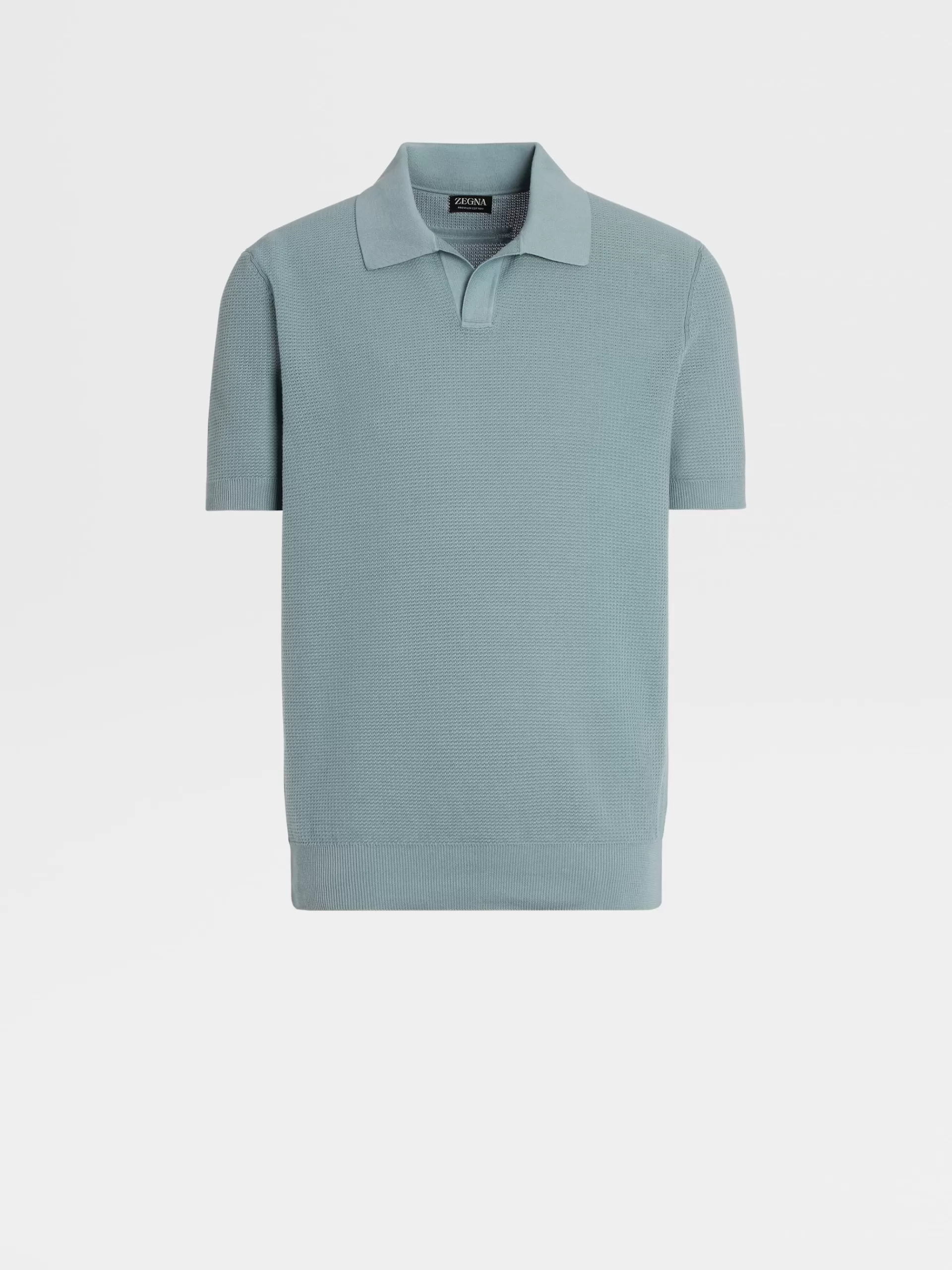 ZEGNA Polos^Polo De Manga Curta Em Malha Jacquard Premium Cotton Verde-Agua