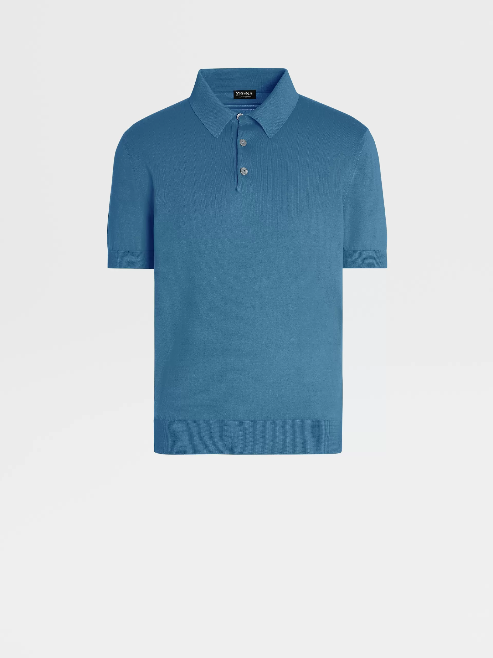 ZEGNA Polos^Polo De Manga Curta Em Malha Premium Cotton Azul-Petroleo