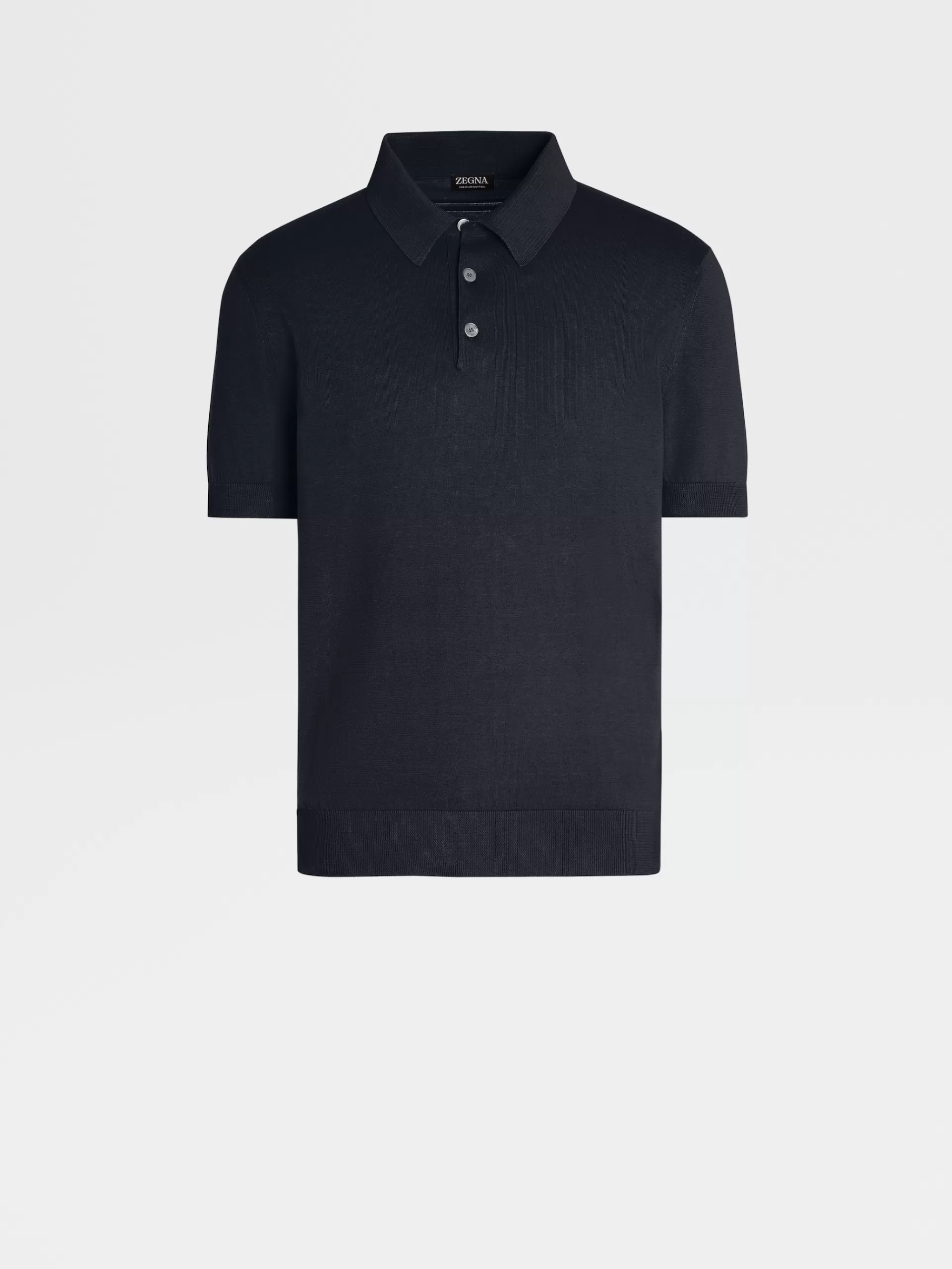 ZEGNA Malhas^Polo De Manga Curta Em Malha Premium Cotton Azul-Marinho