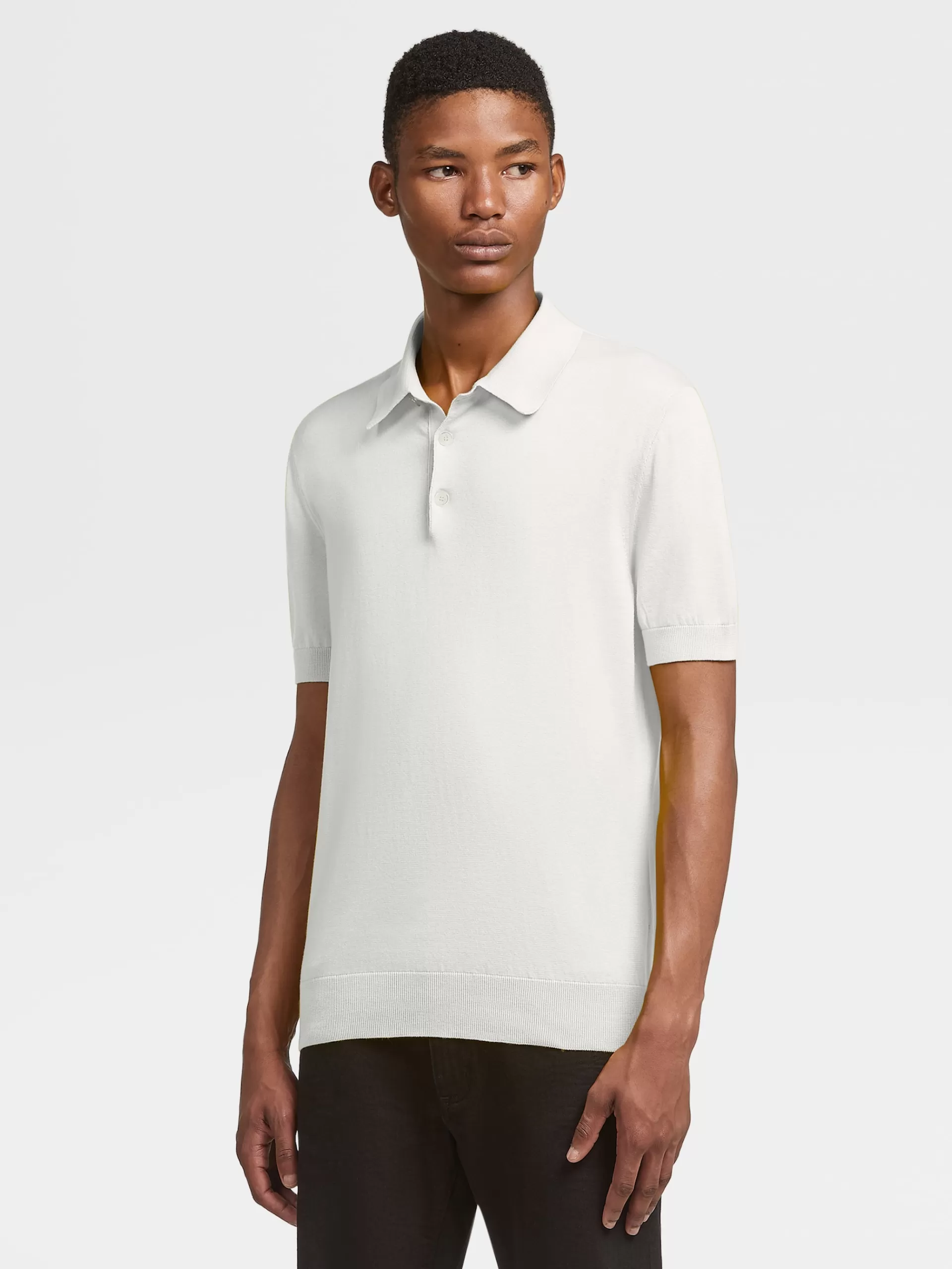 ZEGNA Polos^Polo De Manga Curta Em Malha Premium Cotton Branco