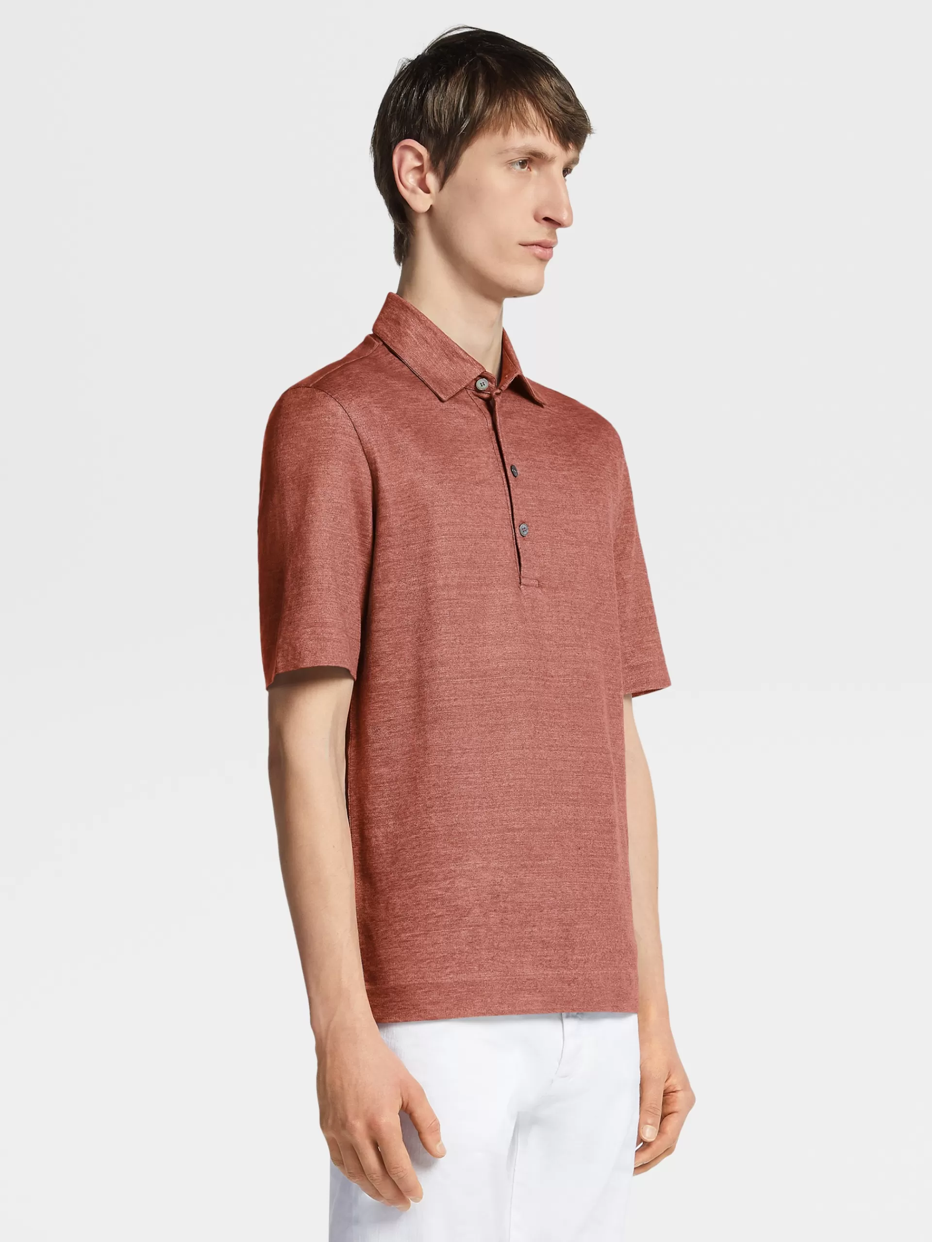 ZEGNA Polos^Polo Em Linho Rosa-Velho