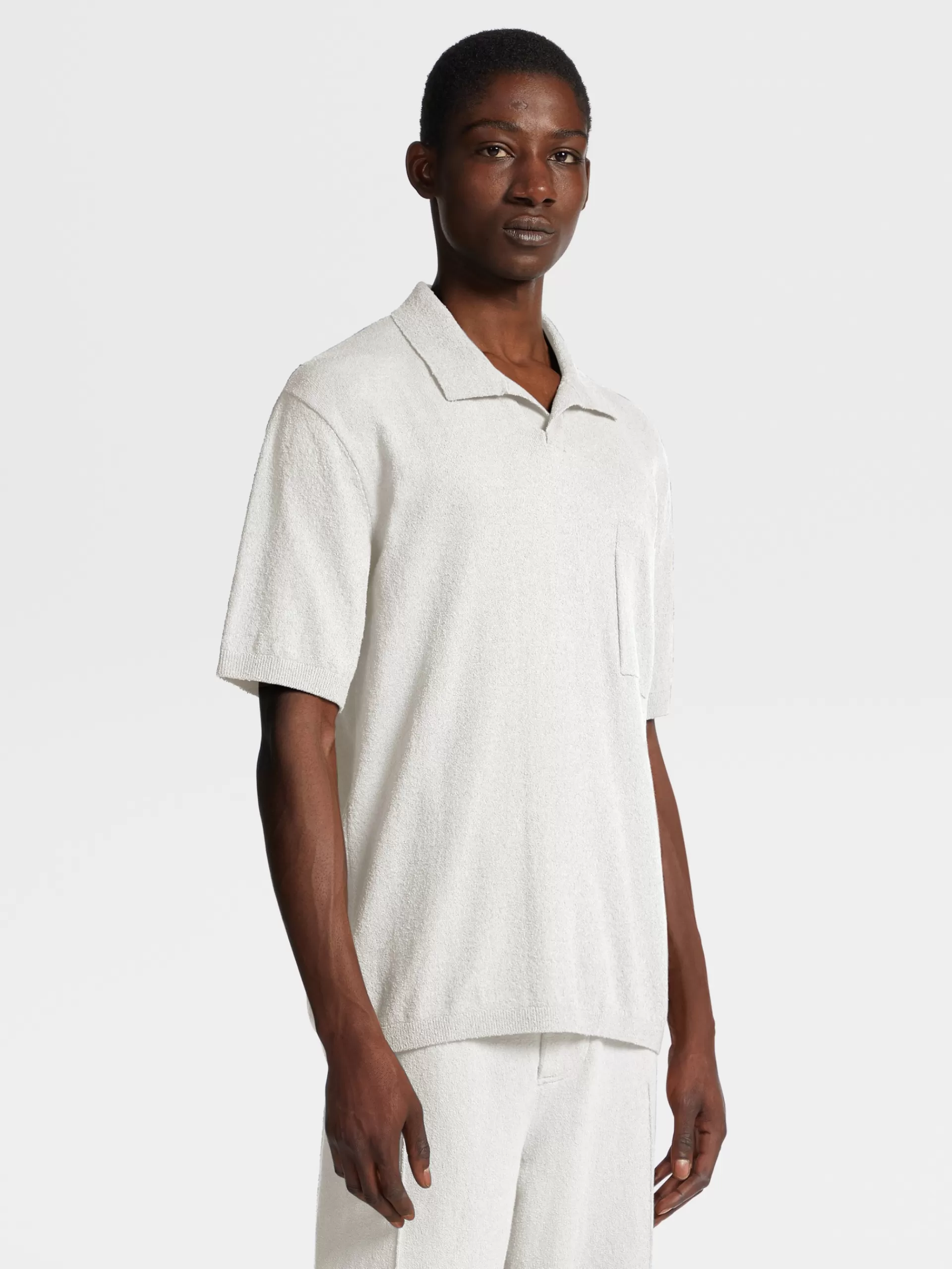 ZEGNA Polos^Polo Em Mistura De Algodao Branco