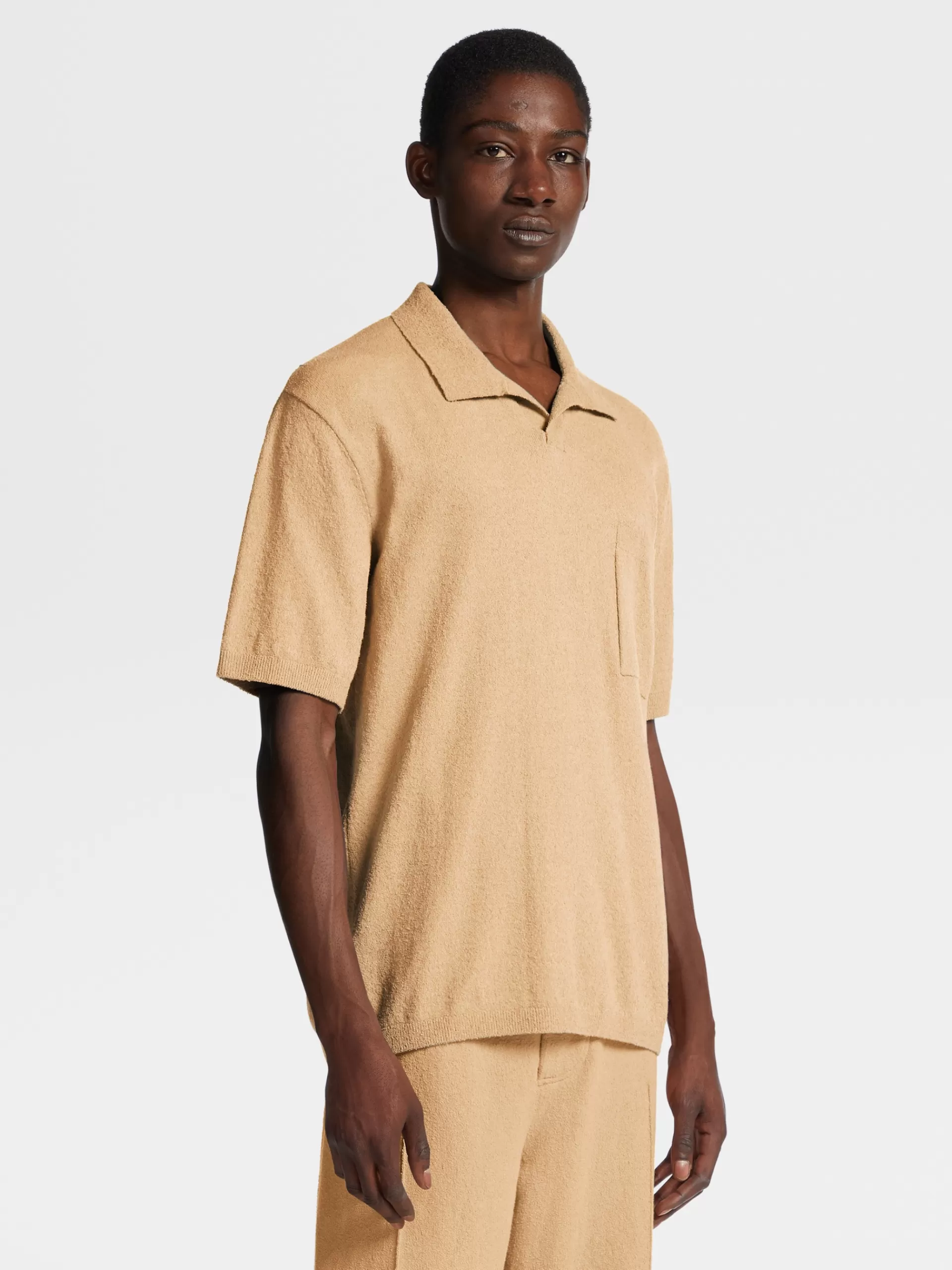 ZEGNA Polos^Polo Em Mistura De Algodao Cor De Pessego