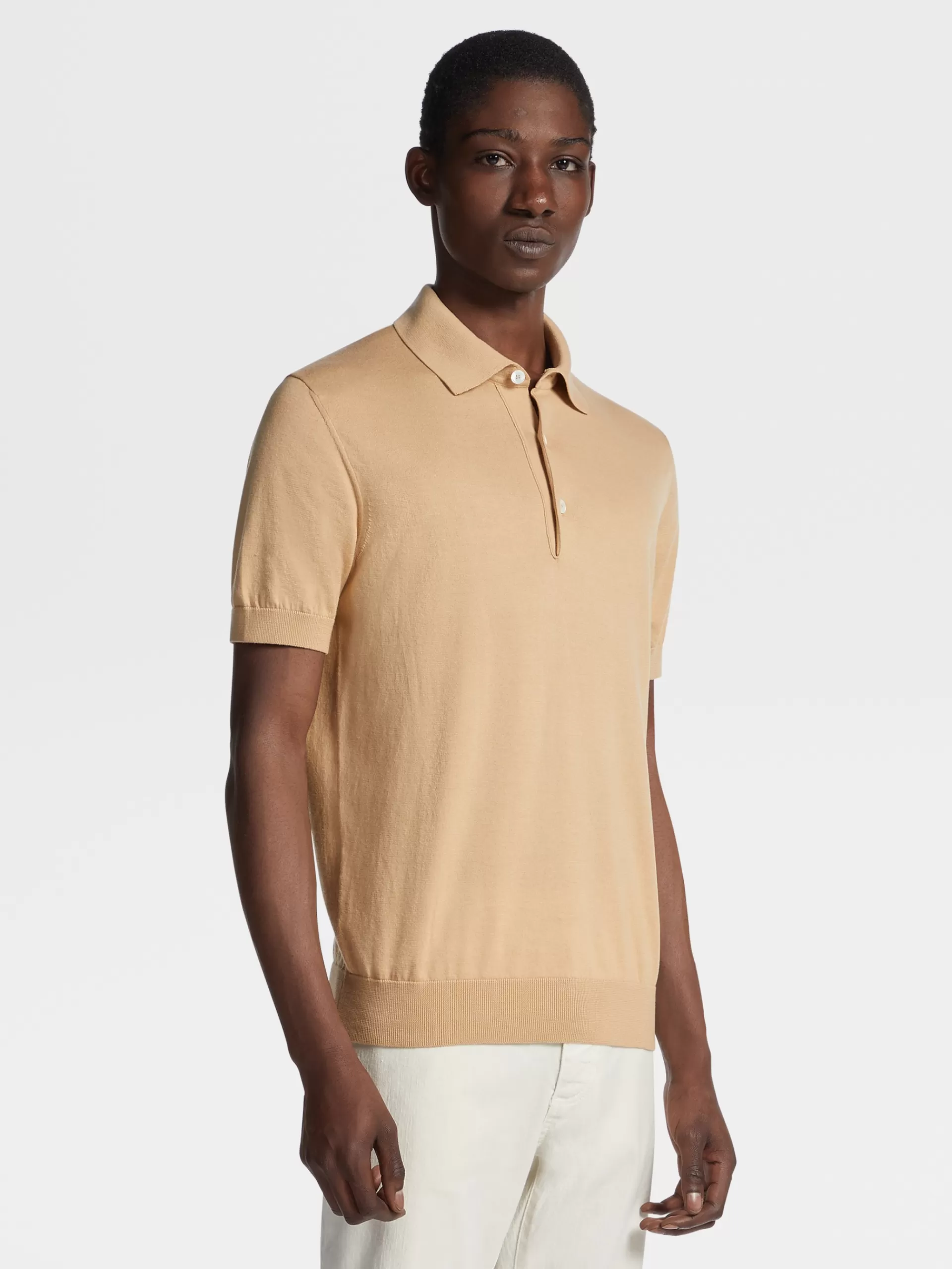 ZEGNA Polos^Polo Em Premium Cotton Cor De Pessego