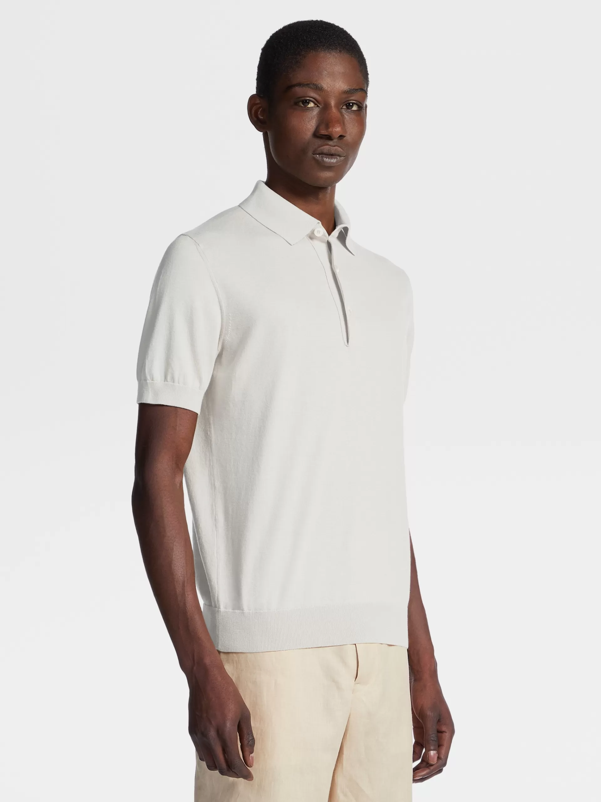 ZEGNA Polos^Polo Em Premium Cotton Branco