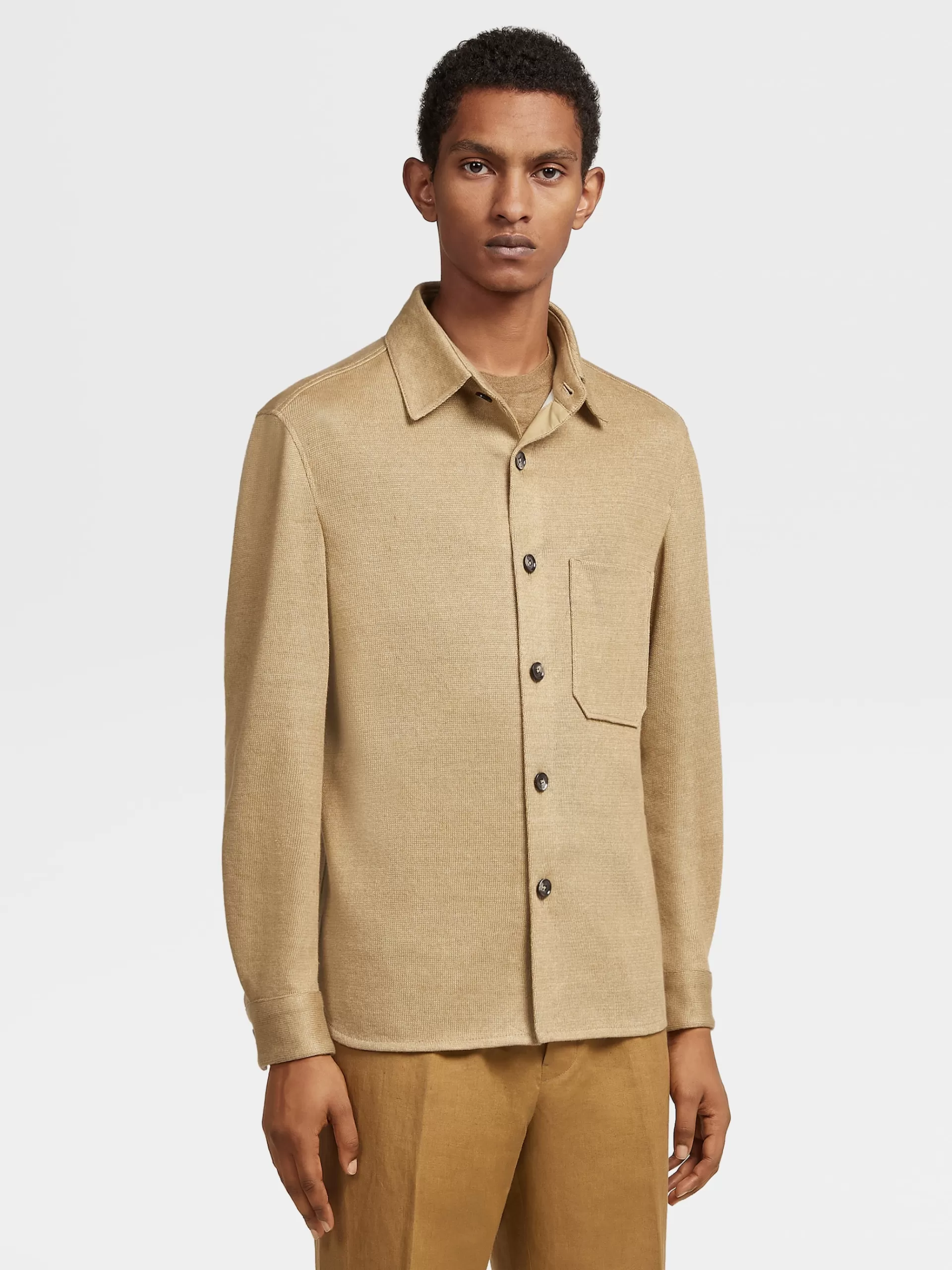 ZEGNA Sobrecamisas E Casacos Chore^Sobrecamisa Bege-Clara Em Linho Puro Bege-Claro