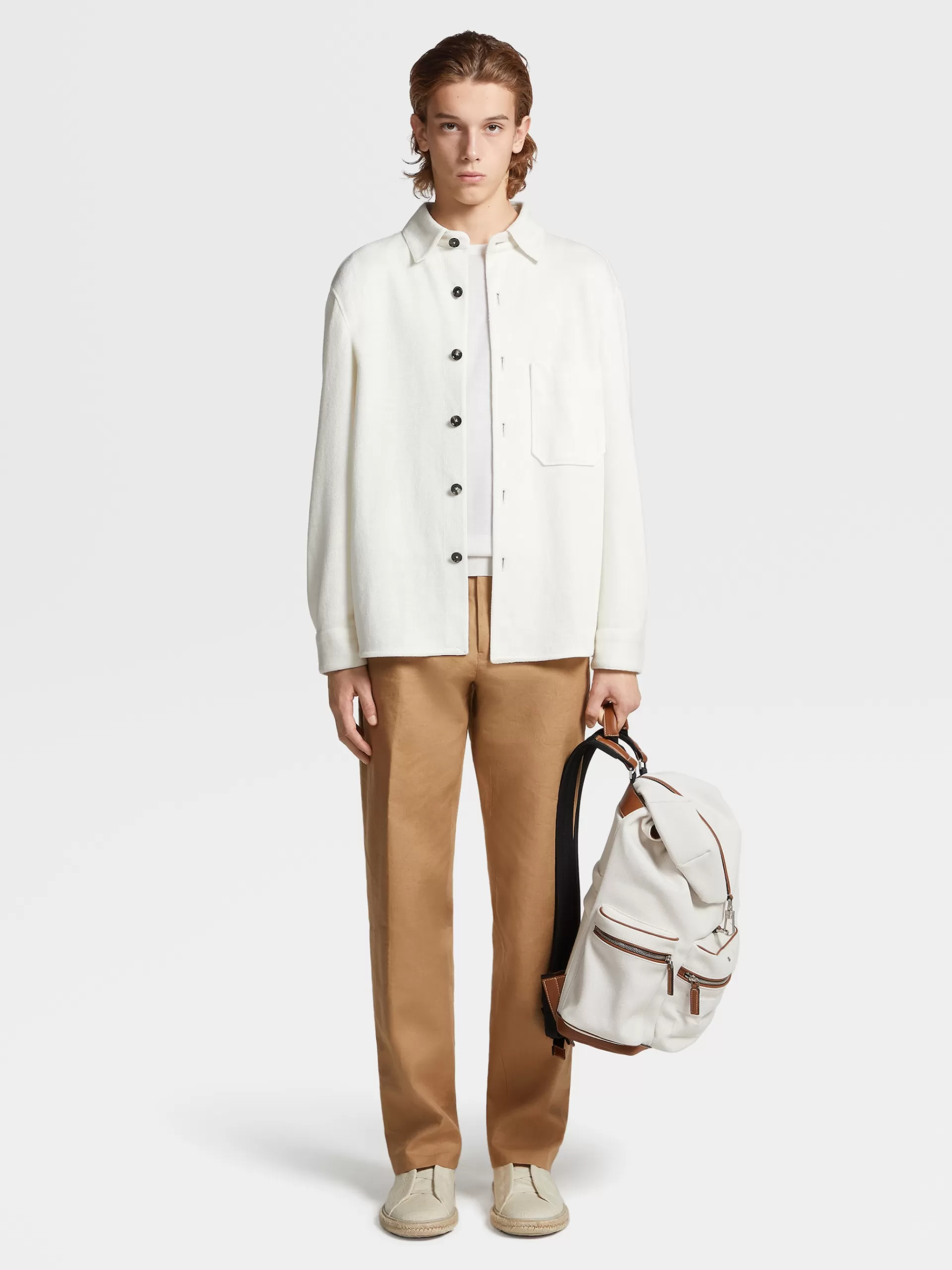 ZEGNA Sobrecamisas E Casacos Chore^Sobrecamisa Branca Em Linho Puro Branco